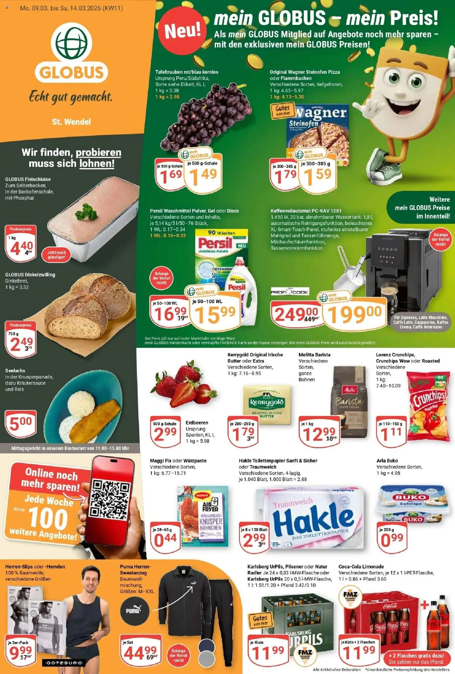 Globus prospekt St. Wendel	 – gültig ab 09.03.2026 | Seite: 3 | Produkte: Butter, Kaffeevollautomat, Persil, Toilettenpapier