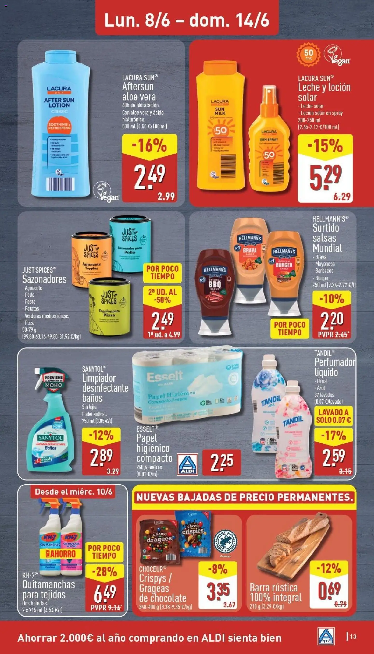 Aldi folleto Península │ válido desde el 08.06.2026 | Página: 13 | Productos: Quitamanchas, Leche, Pizza, Sazonador