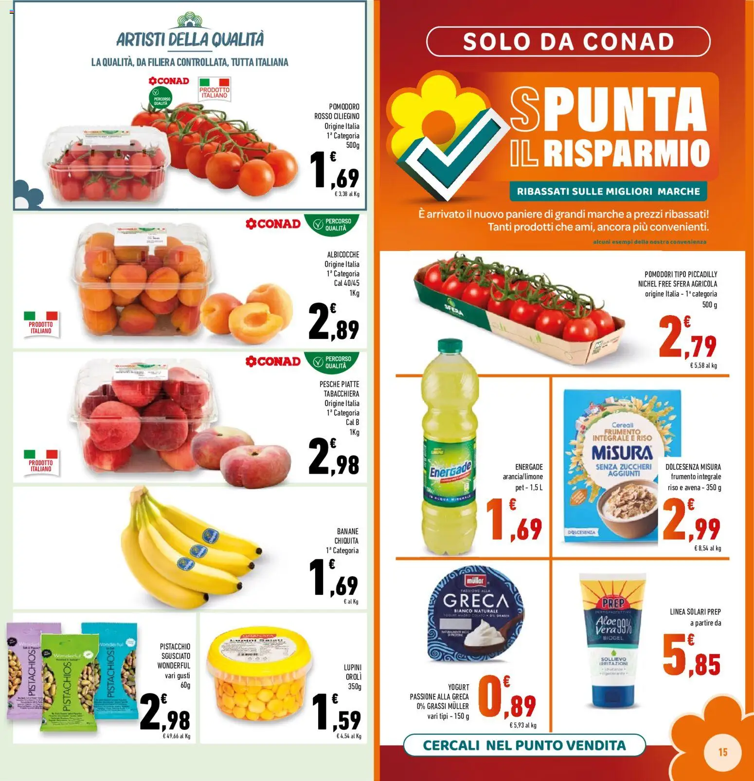 Volantino Conad del 17.06.2026 | Pagina: 15 | Prodotti: Banane, Riso, Pomodoro, Pomodori