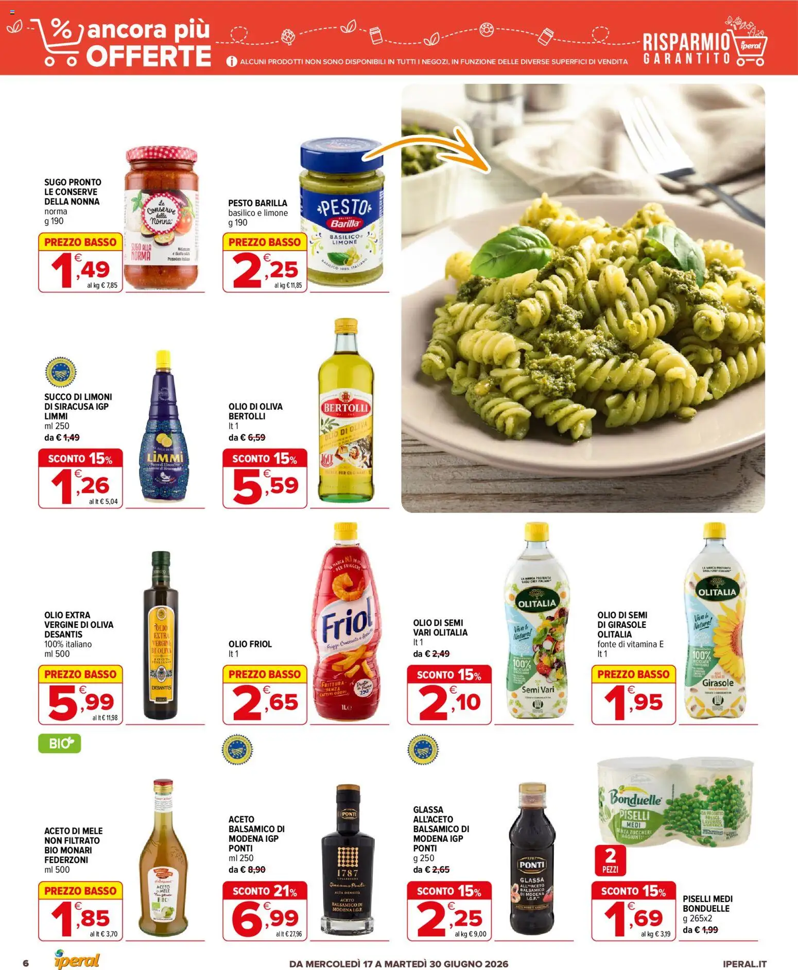 Volantino Iperal del 17.06.2026 | Pagina: 6 | Prodotti: Olio, Basilico, Aceto, Olio di Oliva