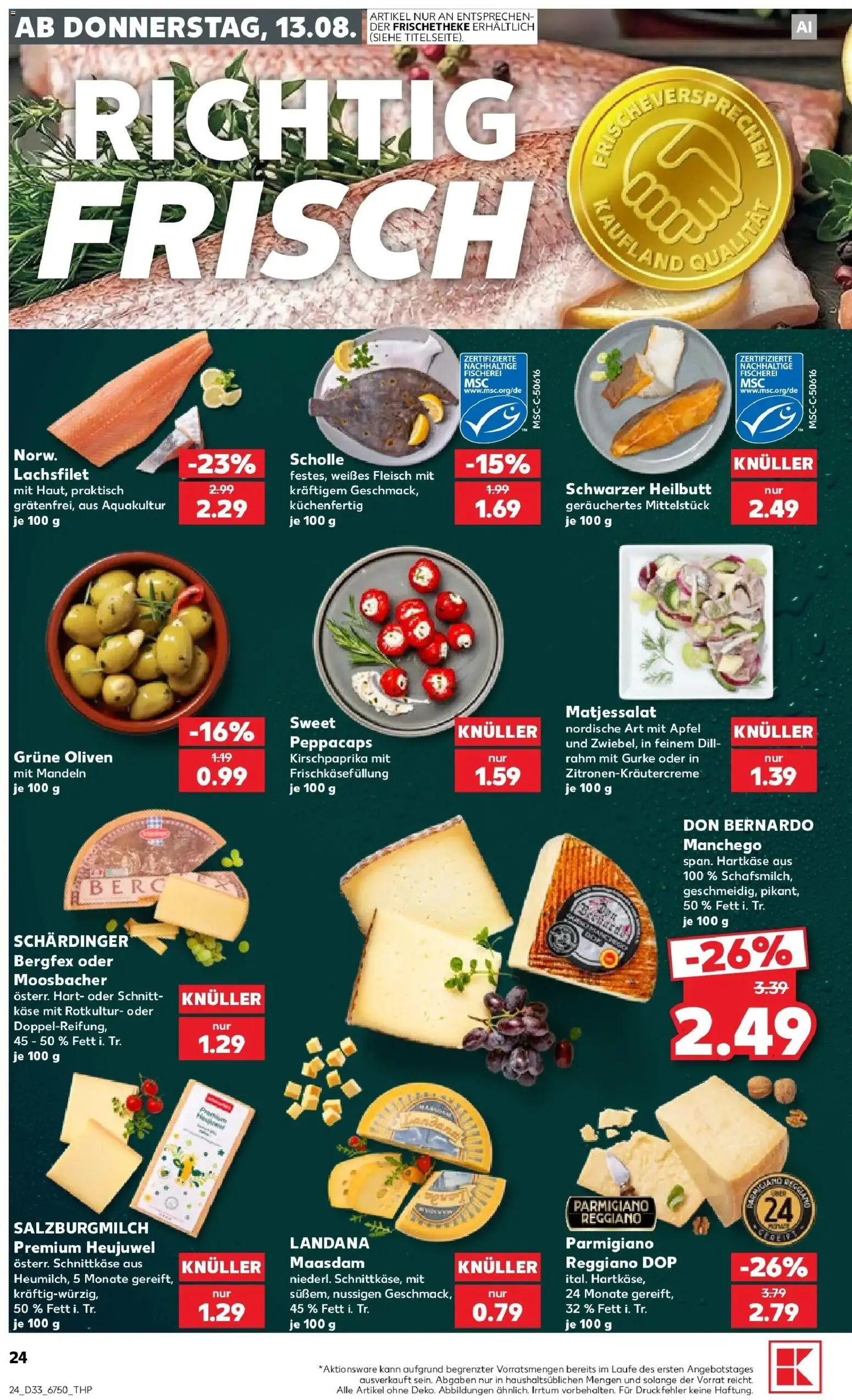 Prospekt Kaufland ab 10.08.2026 » Angebote Online zum Blättern | Seite: 33 | Produkte: Käse, Äpfel, Mandeln, Fleisch