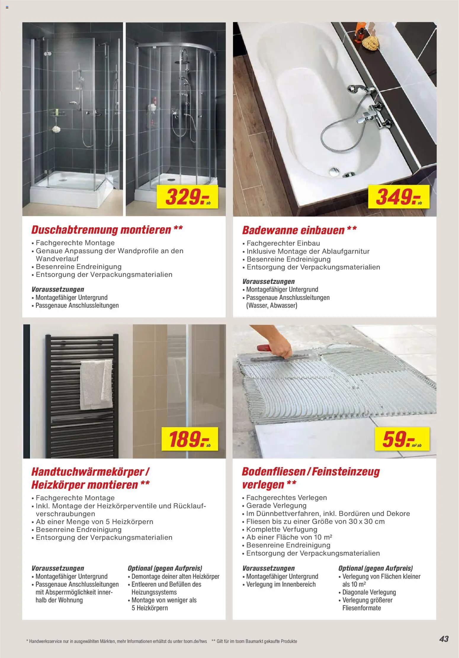 Toom Baumarkt Bad, Sanitär & Zubehör 2026 – gültig ab 01.01.2026 | Seite: 43 | Produkte: Heizkörper