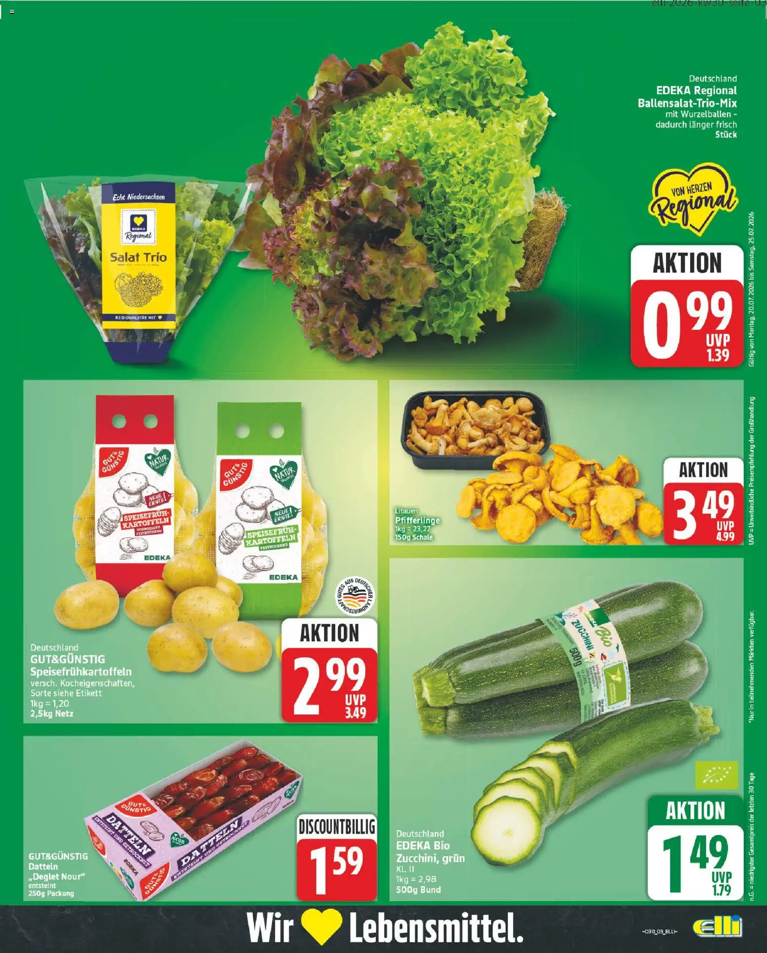 Elli Markt Prospekt Hövelhof – gültig ab 20.07.2026 | Seite: 3 | Produkte: Kartoffeln, Pfifferlinge, Zucchini, Salat