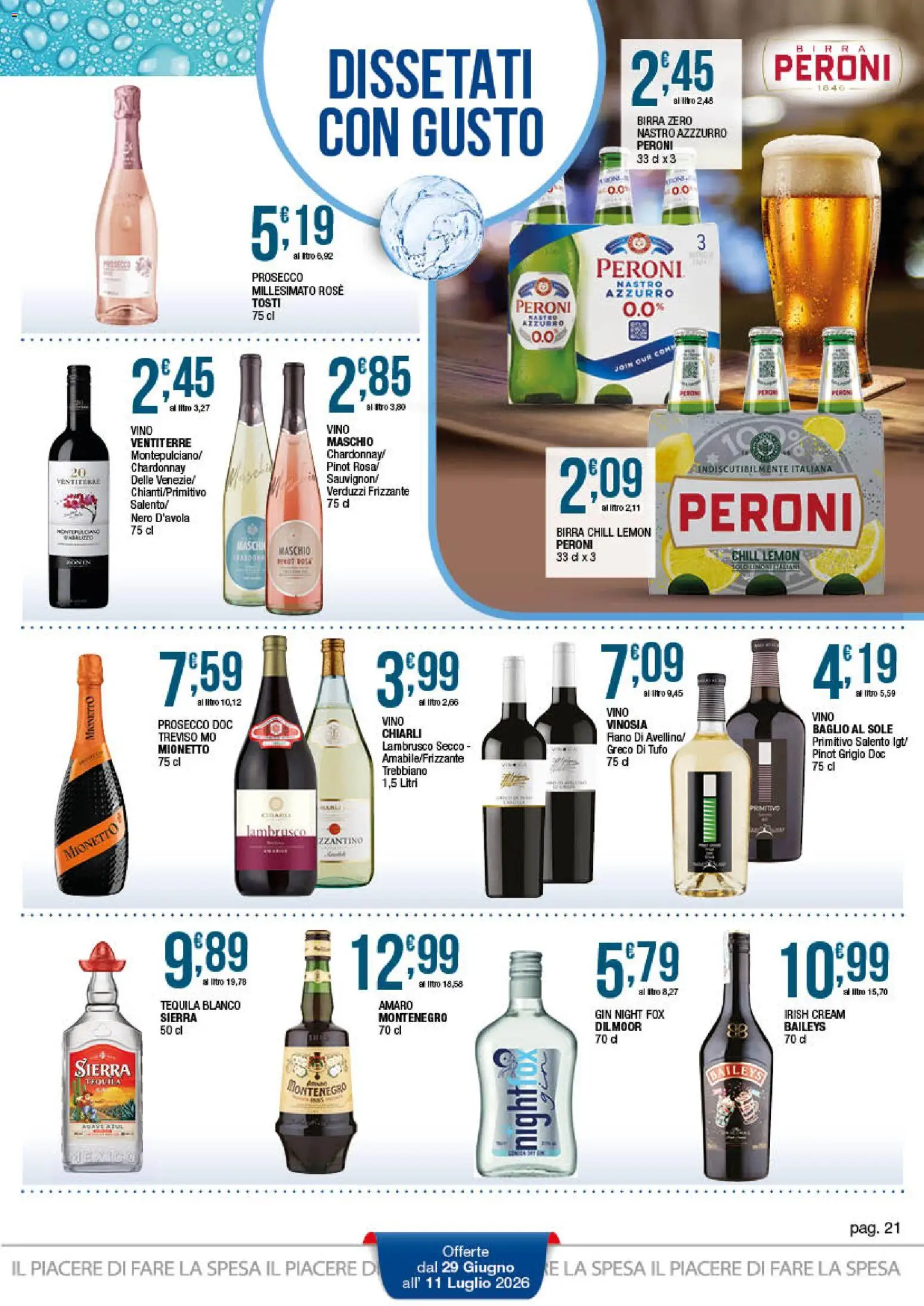 Volantino Sidis del 29/06/2026 | Pagina: 21 | Prodotti: Gin, Prosecco, Vino, Tequila