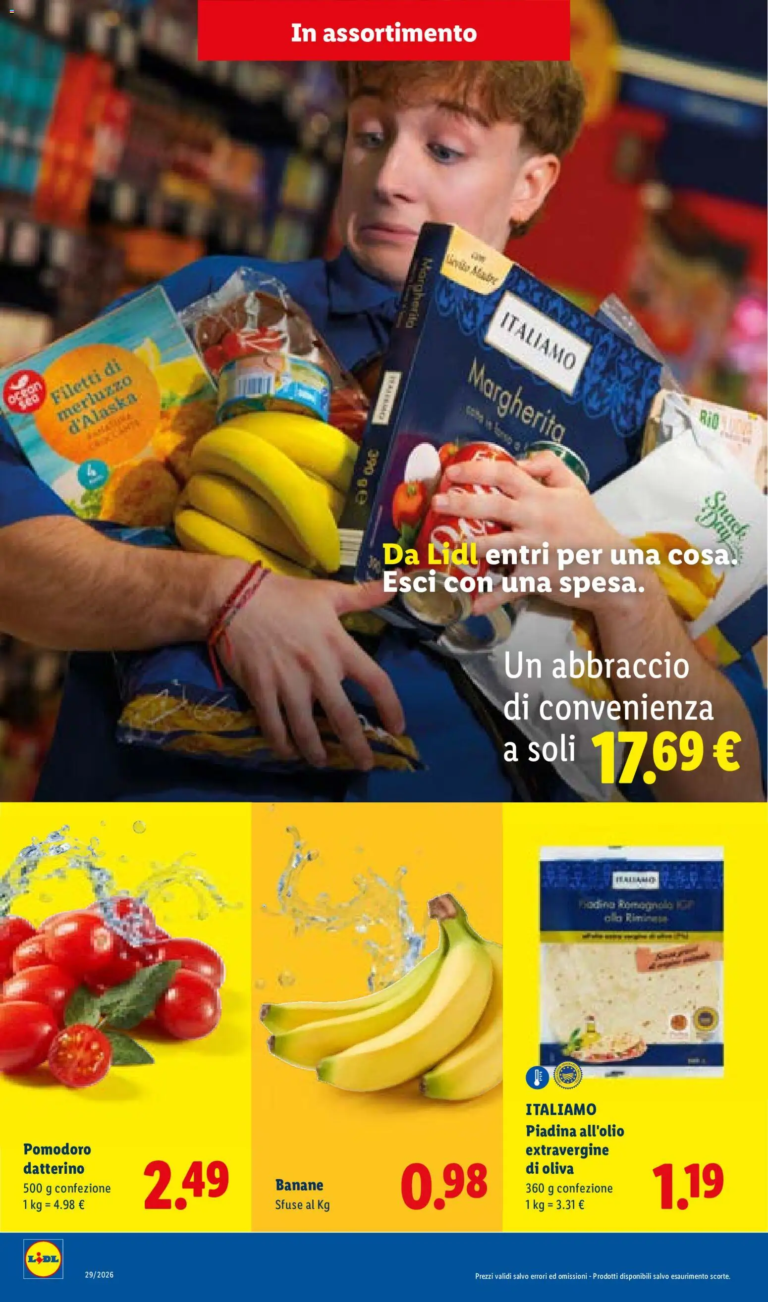 Volantino Lidl del 16/07/2026 | Pagina: 28 | Prodotti: Banane, Merluzzo, Pomodoro, Piadina