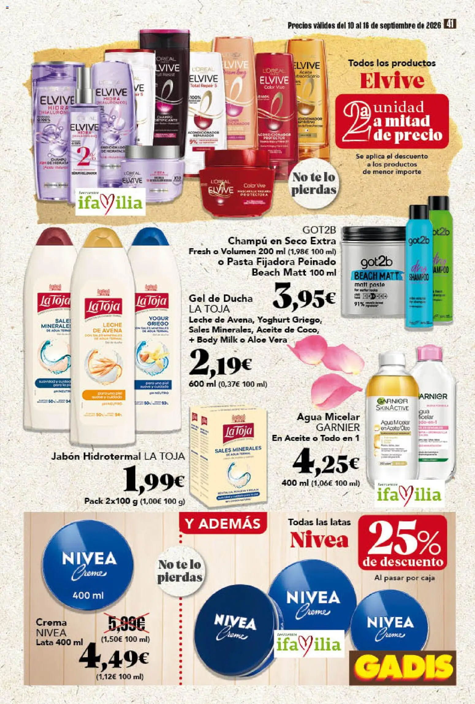 Gadis folleto │ válido desde el 10/09/2026 | Página: 41 | Productos: Gel de ducha, Leche, Body, Aloe Vera