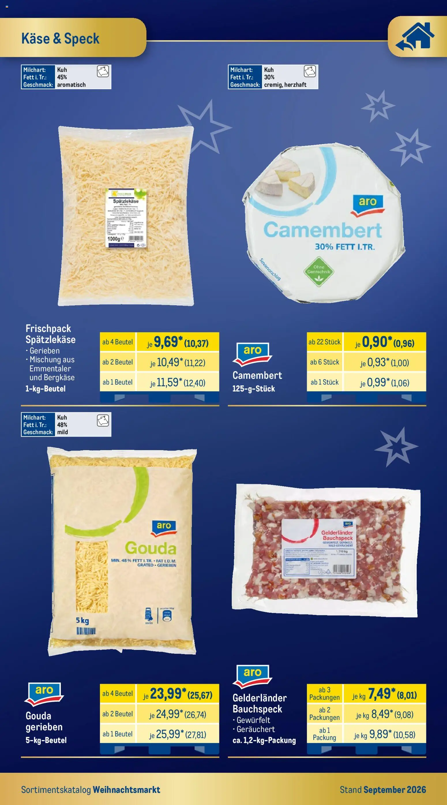 Metro Weihnachtsmarkt – gültig ab 01.09.2026 | Seite: 11 | Produkte: Käse, Gouda, Camembert