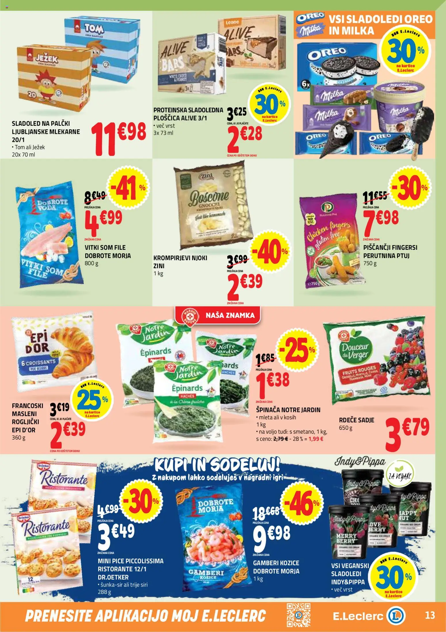 Novi E.leclerc katalog ponudbe – veljaven od 02.09.2026 | Stran: 13 | Izdelki: Kozice, Rogljički, Njoki, Sadje