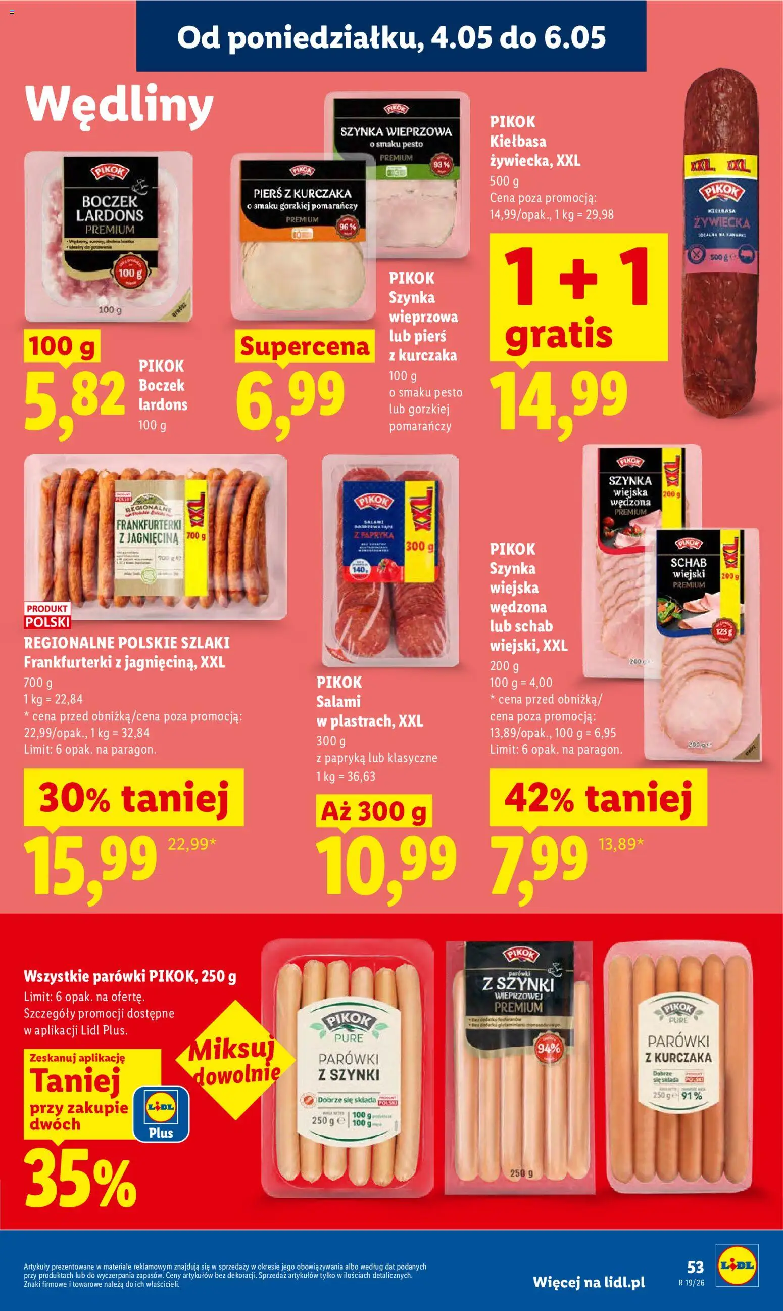 Lidl gazetka od 04.05.2026 | Strona: 57 | Produkty: Kiełbasa, Pierś z kurczaka, Szynka wieprzowa, Parówki