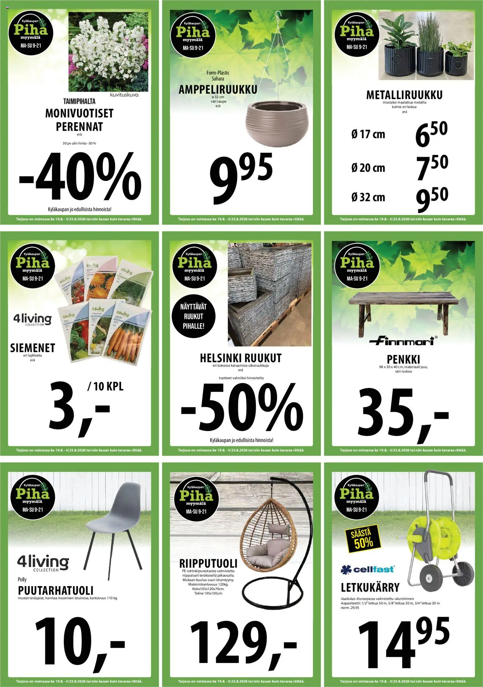 Tuuri tarjoukset – voimassa 19/08/2026 alkaen | Sivu: 22 | Tuotteet: Siemenet, Penkki