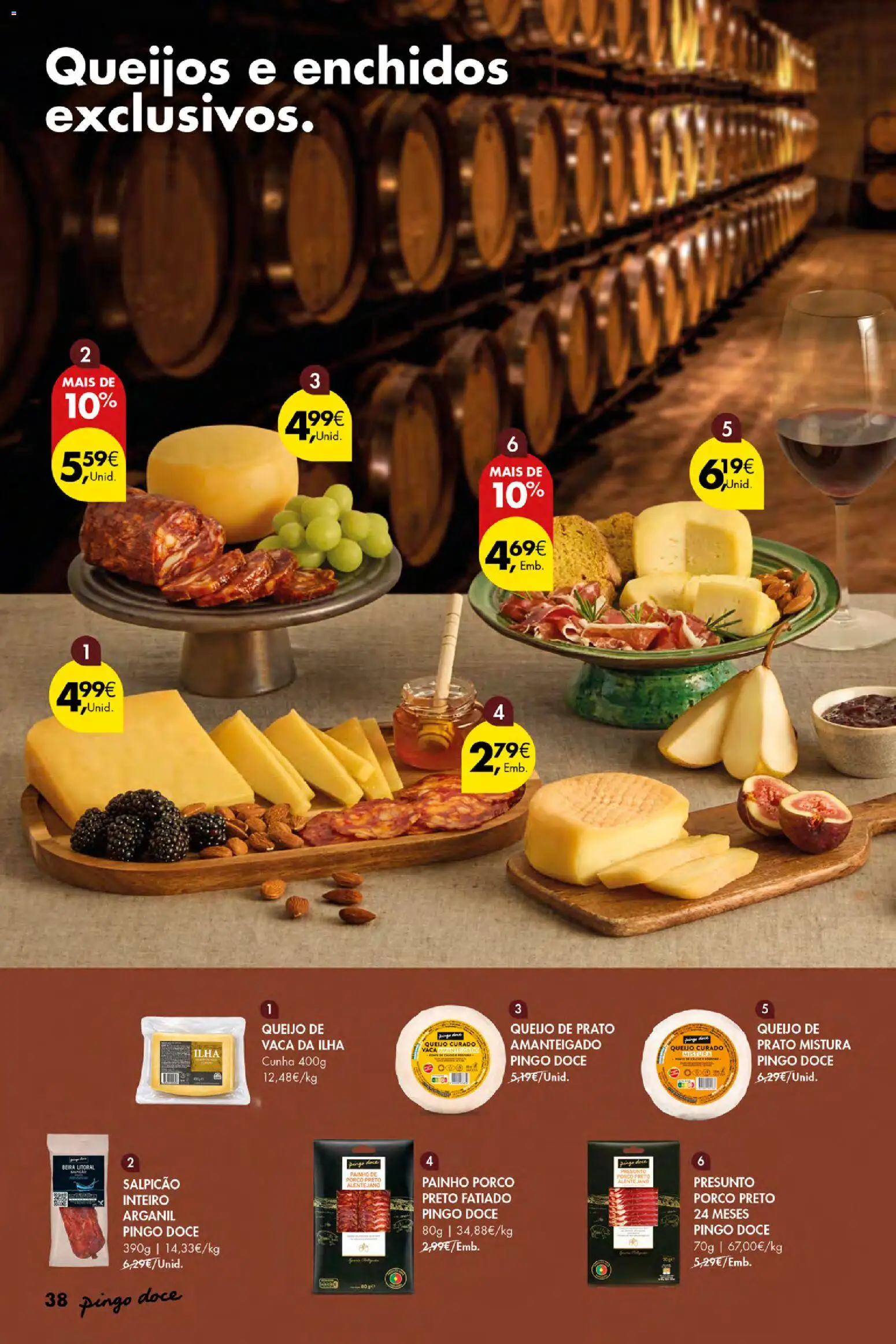 Pingo Doce Vinhos e Sabores de Portugal Açores │ válido de 17/09/2026 | Página: 38 | Produtos: Salpicão, Queijo, Presunto, Queijo curado