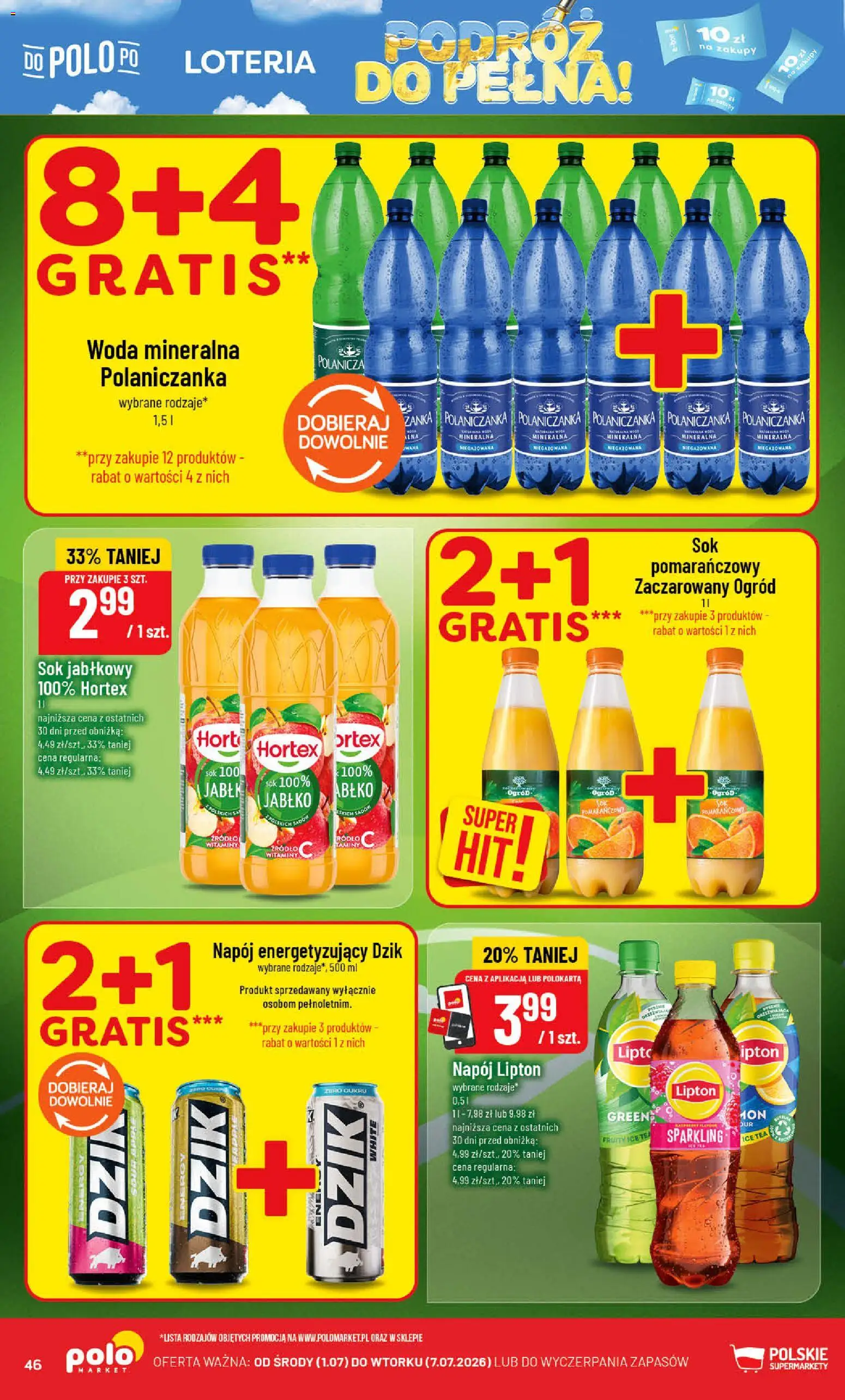 POLOmarket gazetka od 01.07.2026 | Strona: 46 | Produkty: Ice Tea, Sok jabłkowy, Sok, Woda