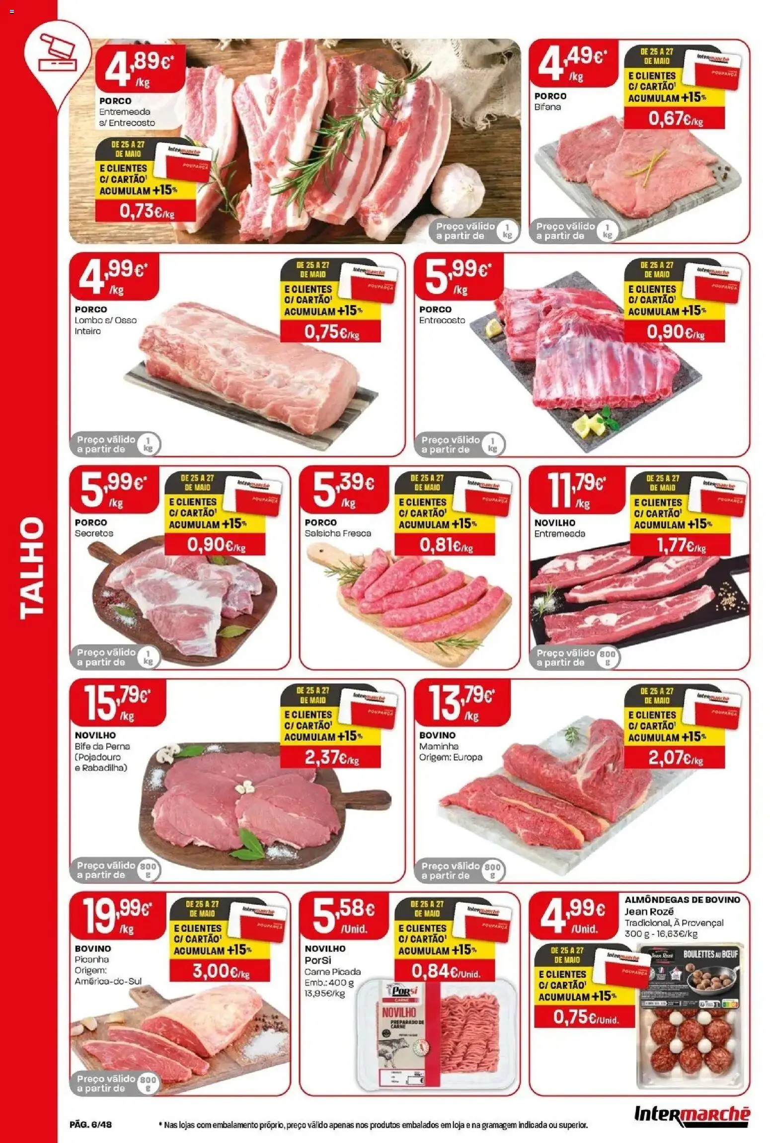 Intermarché - Isto é que são preços BAIXOS! │ válido de 21.05.2026 | Página: 6 | Produtos: Carne picada, Salsicha, Lombo, Carne