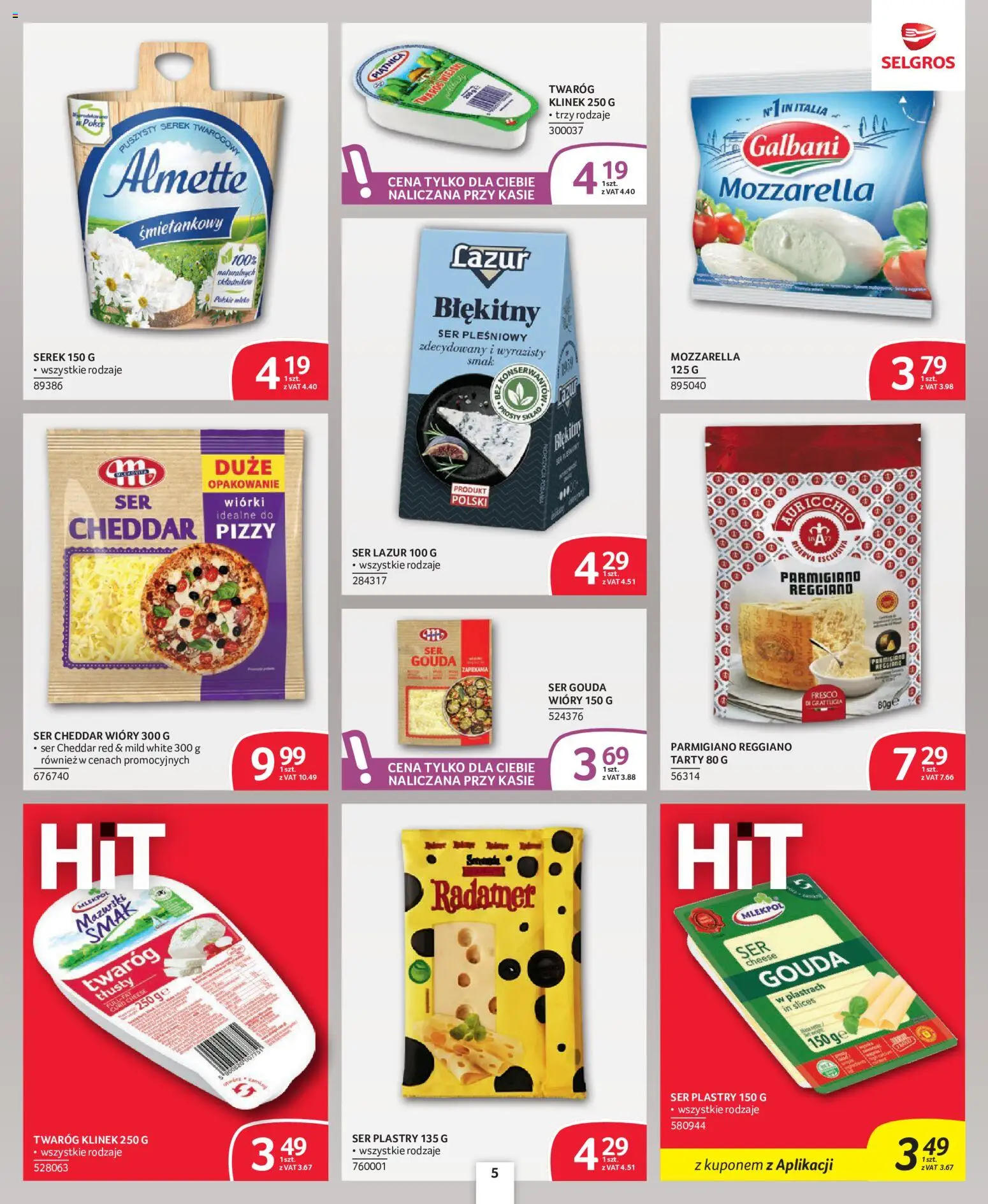 Selgros cash&carry gazetka - Oferta dla profesjonalistów od 08.10.2026 | Strona: 5 | Produkty: Parmigiano Reggiano, Serek, Ser, Mozzarella
