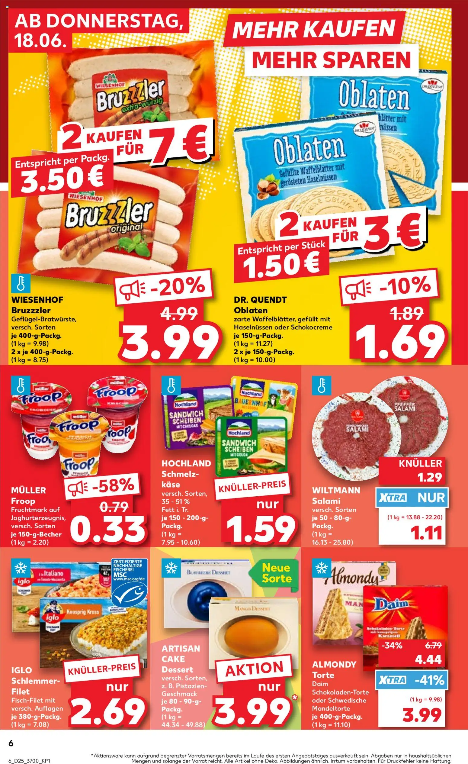 Kaufland Prospekt Rostock – gültig ab 18.06.2026 | Seite: 6 | Produkte: Käse, Iglo, Pistazien, Mango