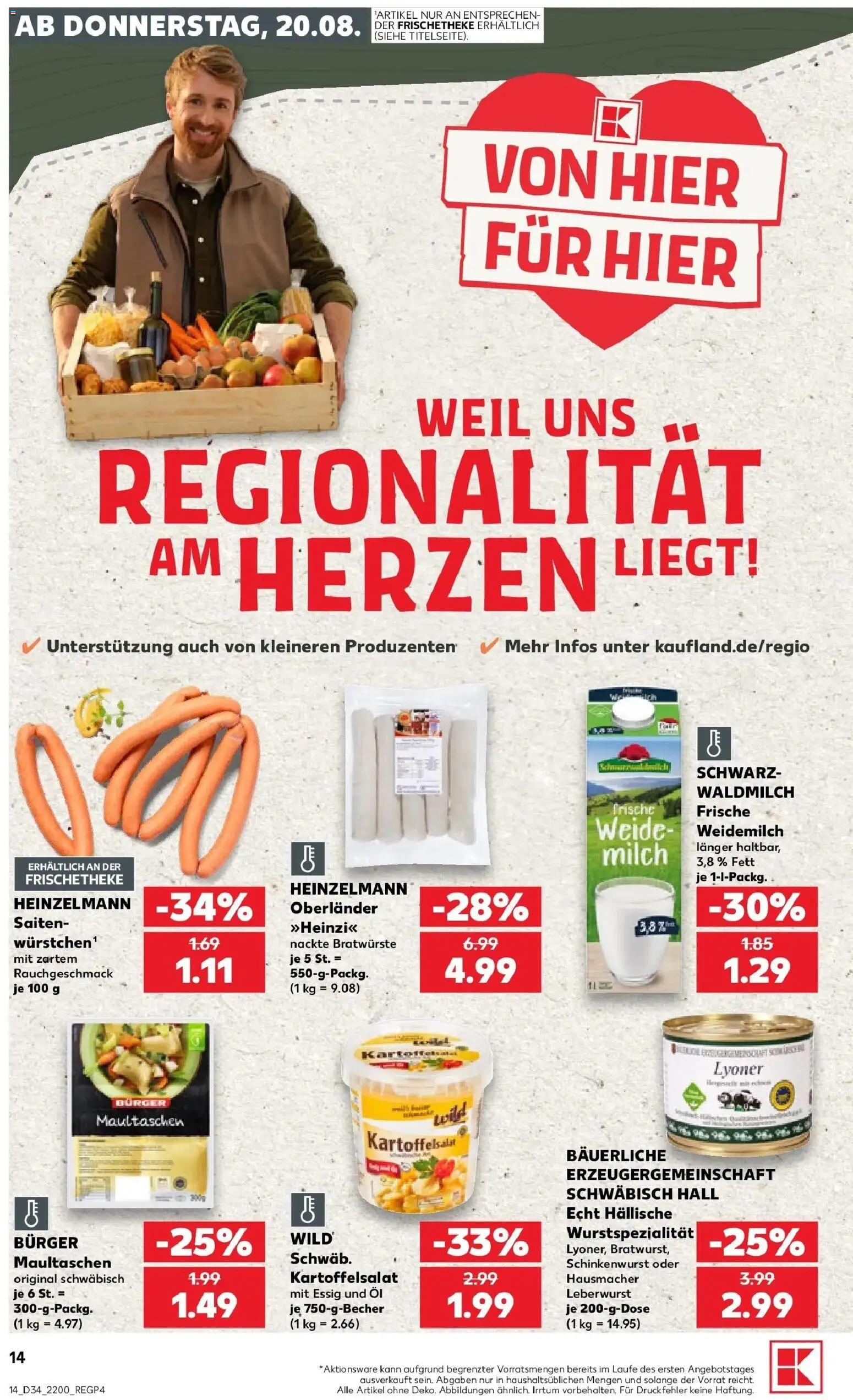 Prospekt Kaufland ab 20.08.2026 » Angebote Online zum Blättern | Seite: 14 | Produkte: Öl, Essig, Burger, Maultaschen