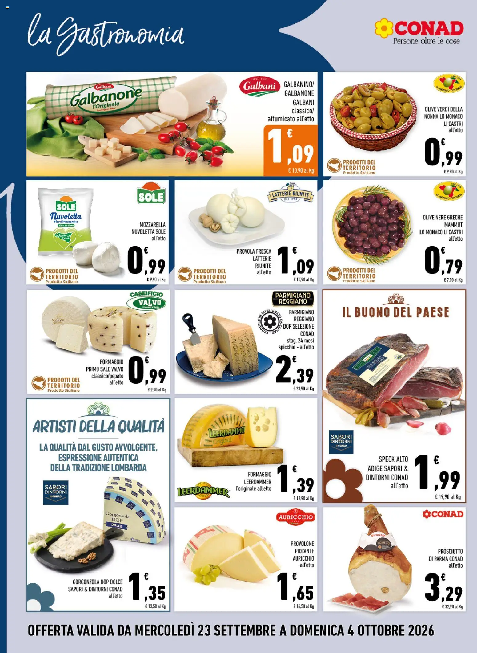 Volantino Conad del 23/09/2026 | Pagina: 4 | Prodotti: Mozzarella, Formaggio, Olive, Provola