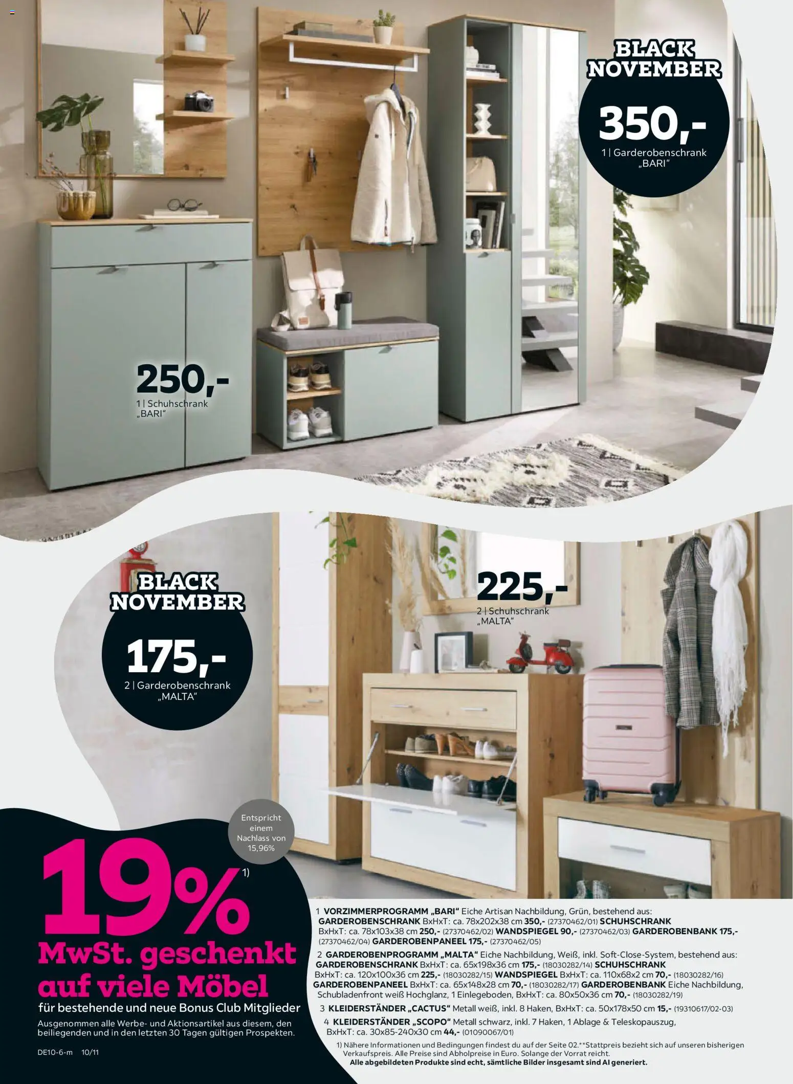 Mömax Black November – gültig ab 25.10.2026 | Seite: 10 | Produkte: Kleiderständer, Wandspiegel, Garderobenschrank, Bilder