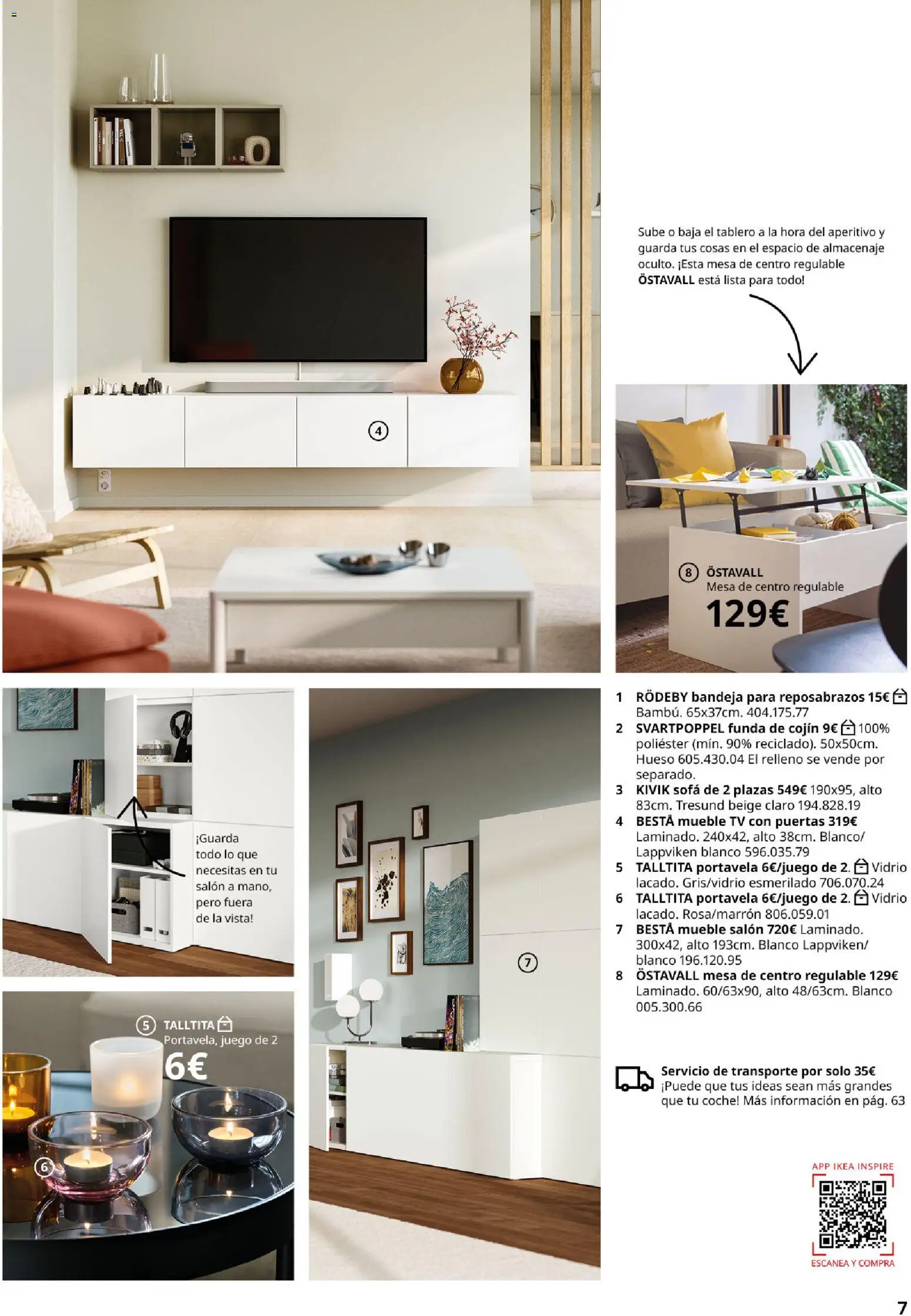 IKEA - Salones │ válido desde el 01/09/2026 | Página: 7 | Productos: Sofá, Bandeja, Mesa, Puertas