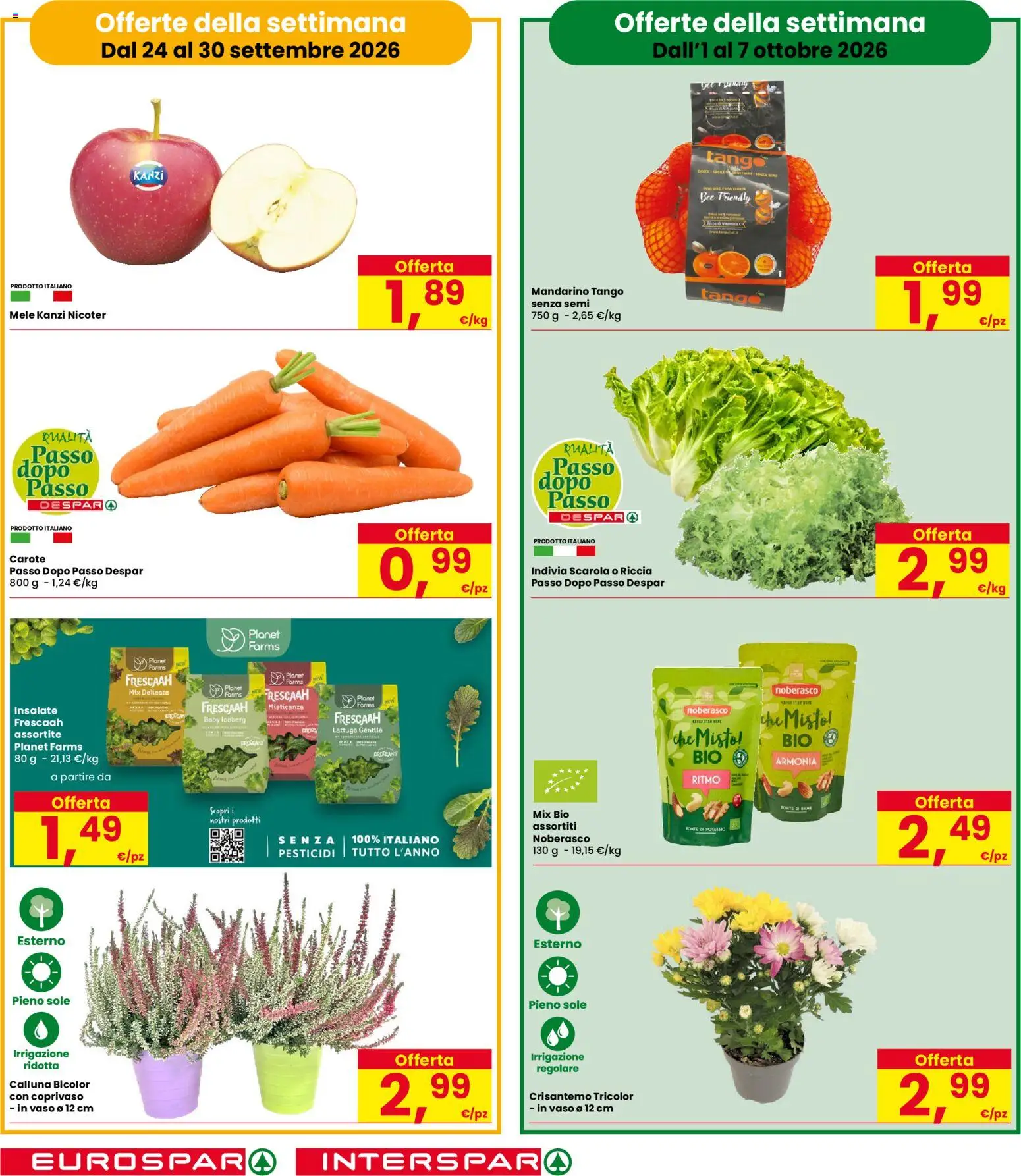 Volantino Eurospar del 24/09/2026 | Pagina: 6 | Prodotti: Mele, Carote, Lattuga, Vaso