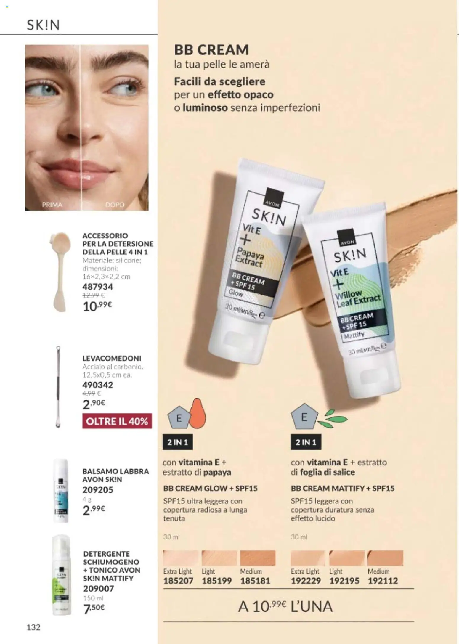 Volantino Avon del 01/10/2026 | Pagina: 132 | Prodotti: Balsamo, Detergente, Tonico, BB cream