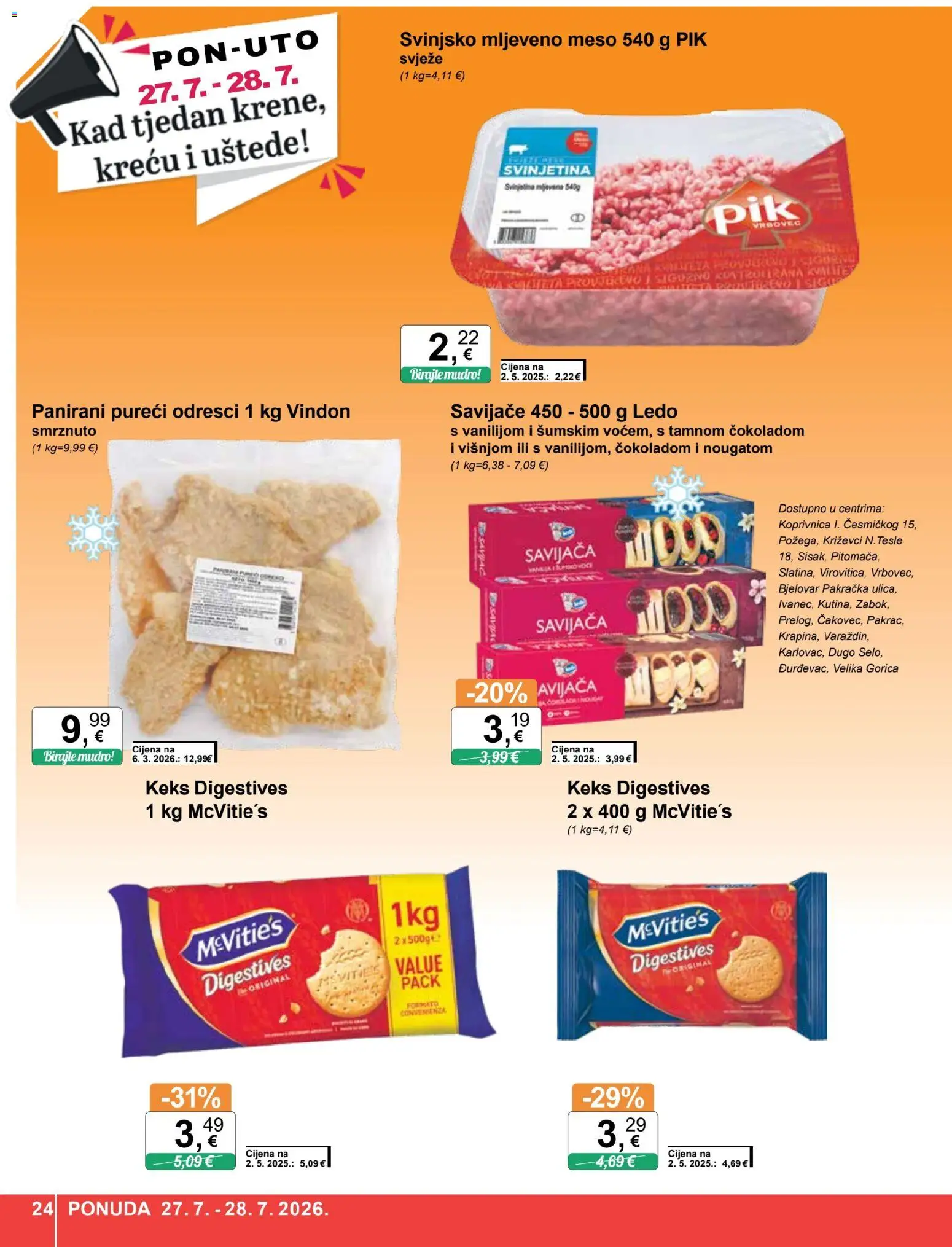 KTC katalog | vrijedi od 22.07.2026 | Stranica: 24 | Proizvodi: Svinjetina, Ledo, Keks, Mljeveno meso