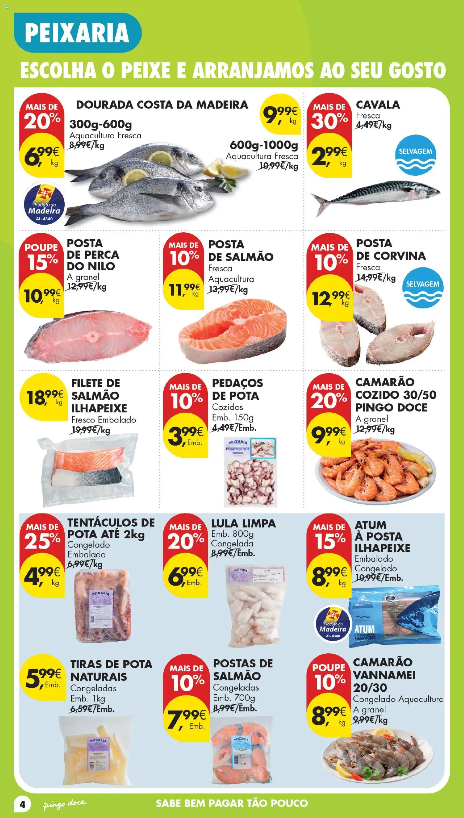 Pingo Doce Poupe Esta Semana Madeira │ válido de 29/09/2026 | Página: 4 | Produtos: Dourada, Cavala, Perca, Camarão