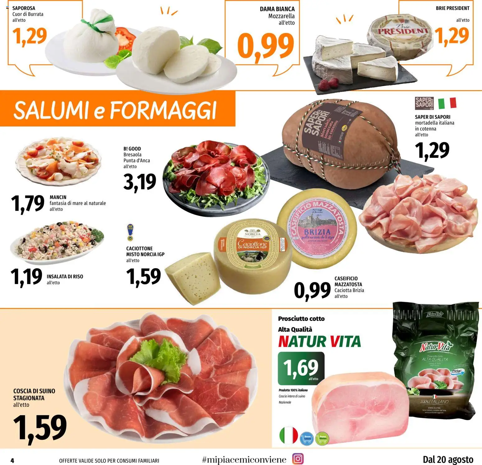 Volantino EMI del 20/08/2026 | Pagina: 4 | Prodotti: Riso, Bresaola, Prosciutto, Mortadella
