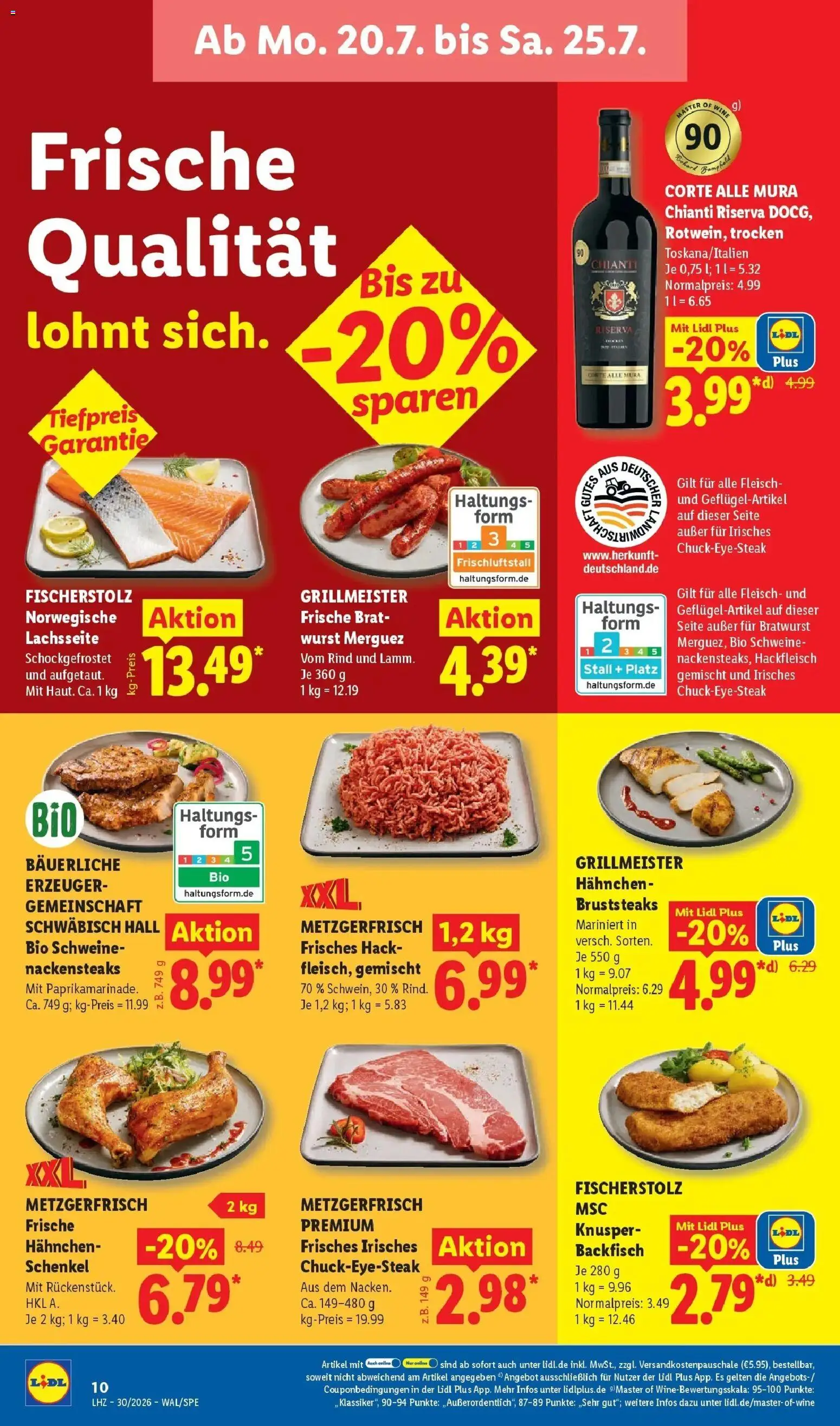 Lidl Prospekt Weikersheim – gültig ab 20.07.2026 | Seite: 20 | Produkte: Nackensteaks, Steak, Fleisch, Hackfleisch