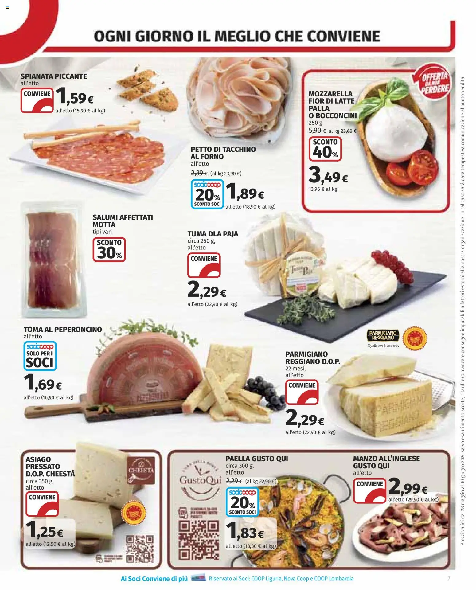 Volantino COOP del 28.05.2026 | Pagina: 7 | Prodotti: Manzo, Mozzarella, Latte, Parmigiano reggiano