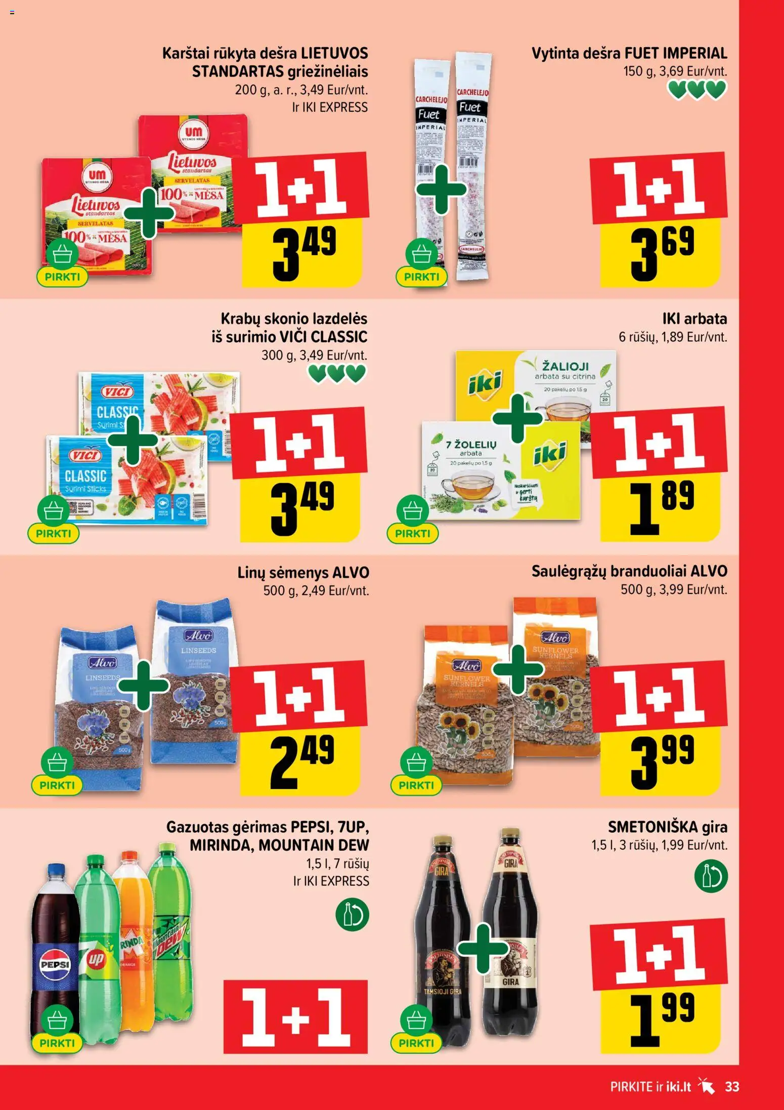 IKI akcijos nuo 2026.08.03 | Puslapis: 33 | Prekių: Dešra, Arbata