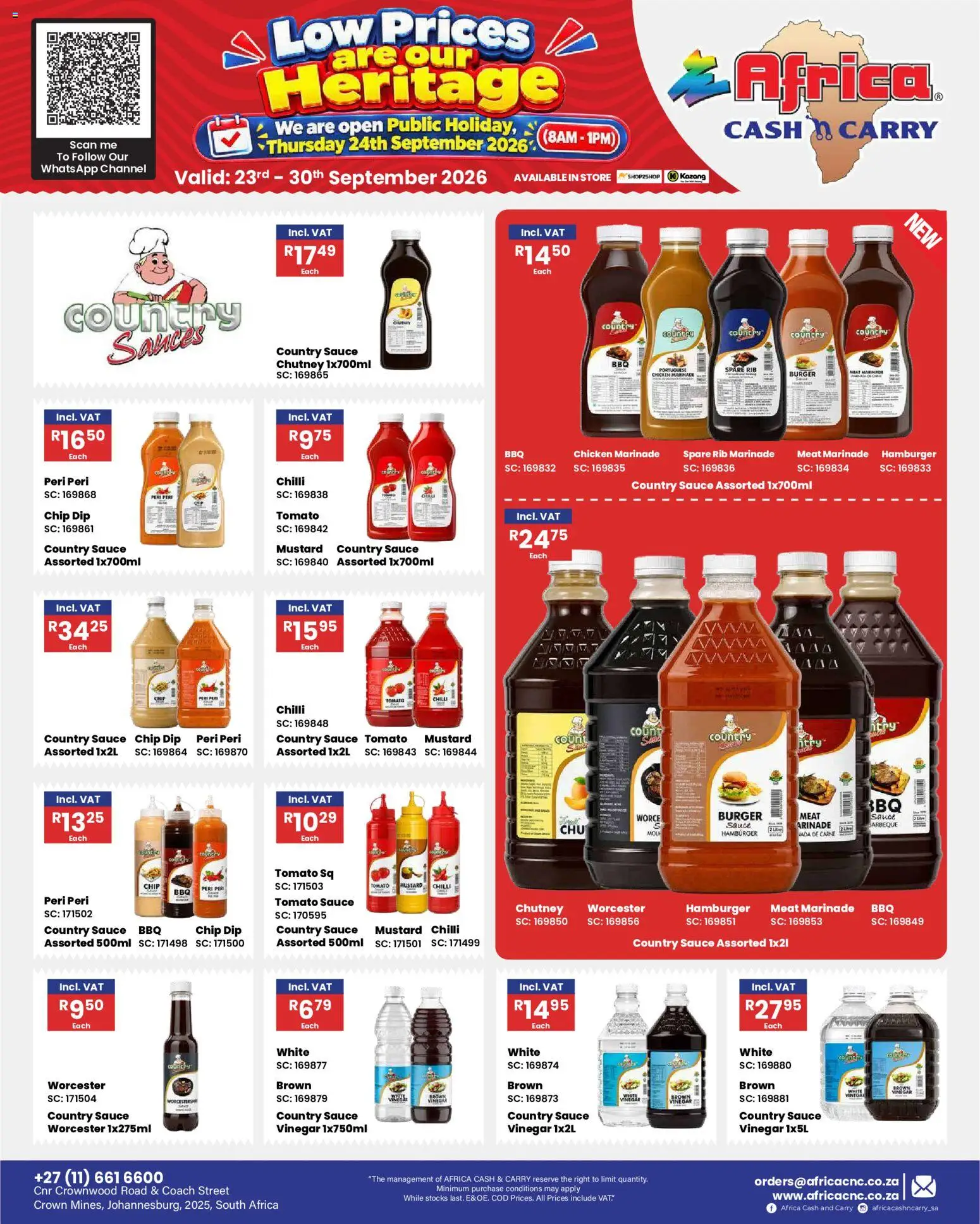 New Africa Cash & Carry catalogue – valid from 23/09/2026 | Page: 28 | Products: Chicken, Mustard, Marinade, Sauce