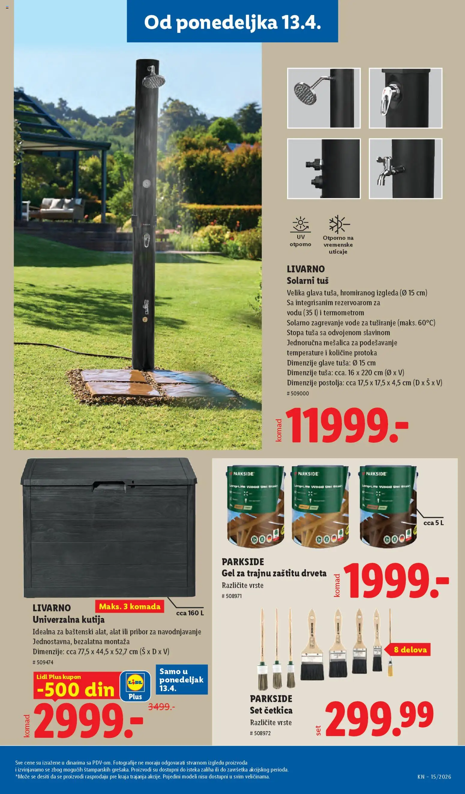 Lidl katalog - važi od 09.04.2026 | Strana: 99 | Proizvode: Kutija, Solarni tuš, Tuš, Alat