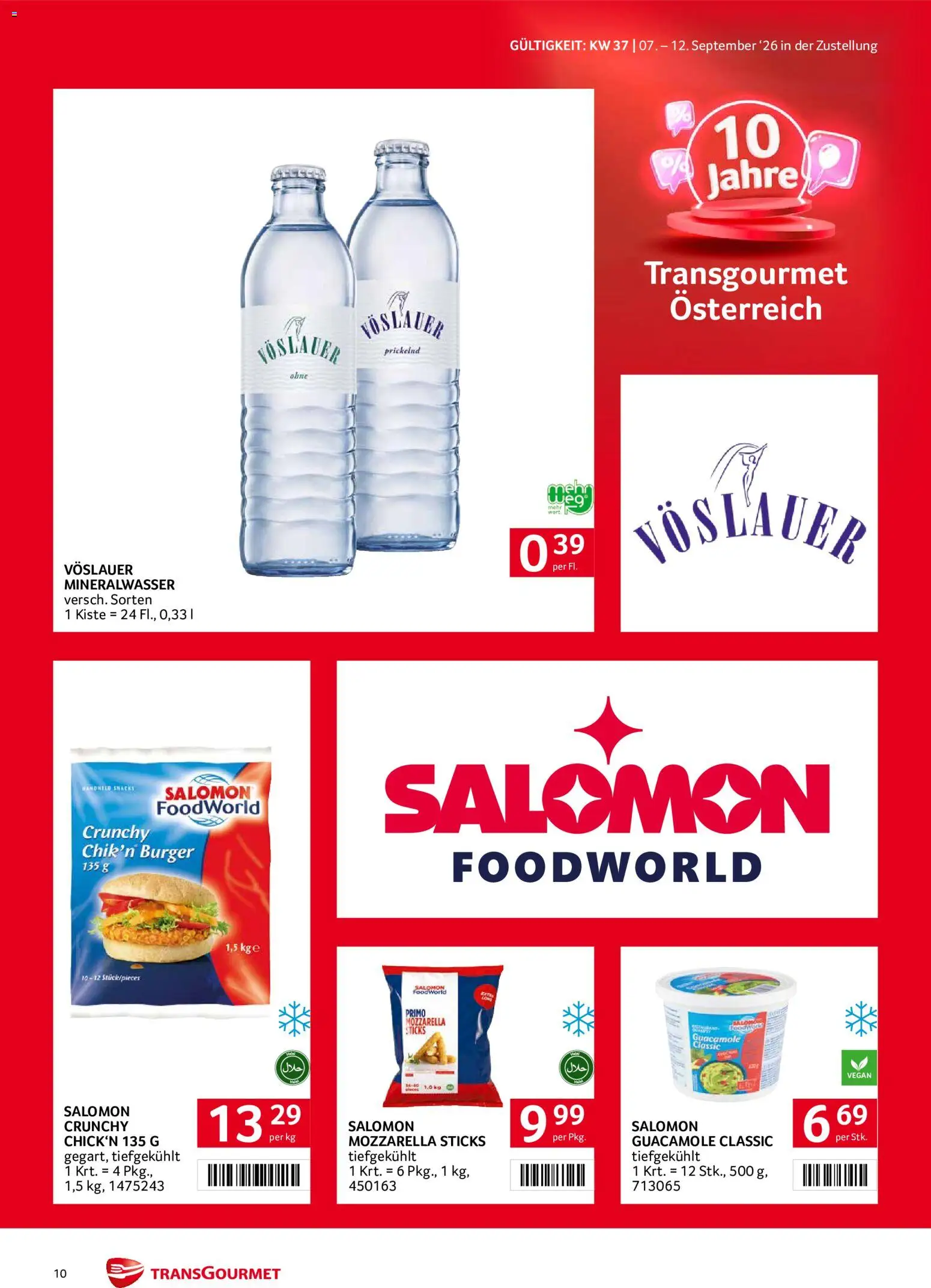 Transgourmet Zustellaktion - Broschüre gültig ab 07.09.2026 | Seite: 10 | Produkte: Burger, Mineralwasser