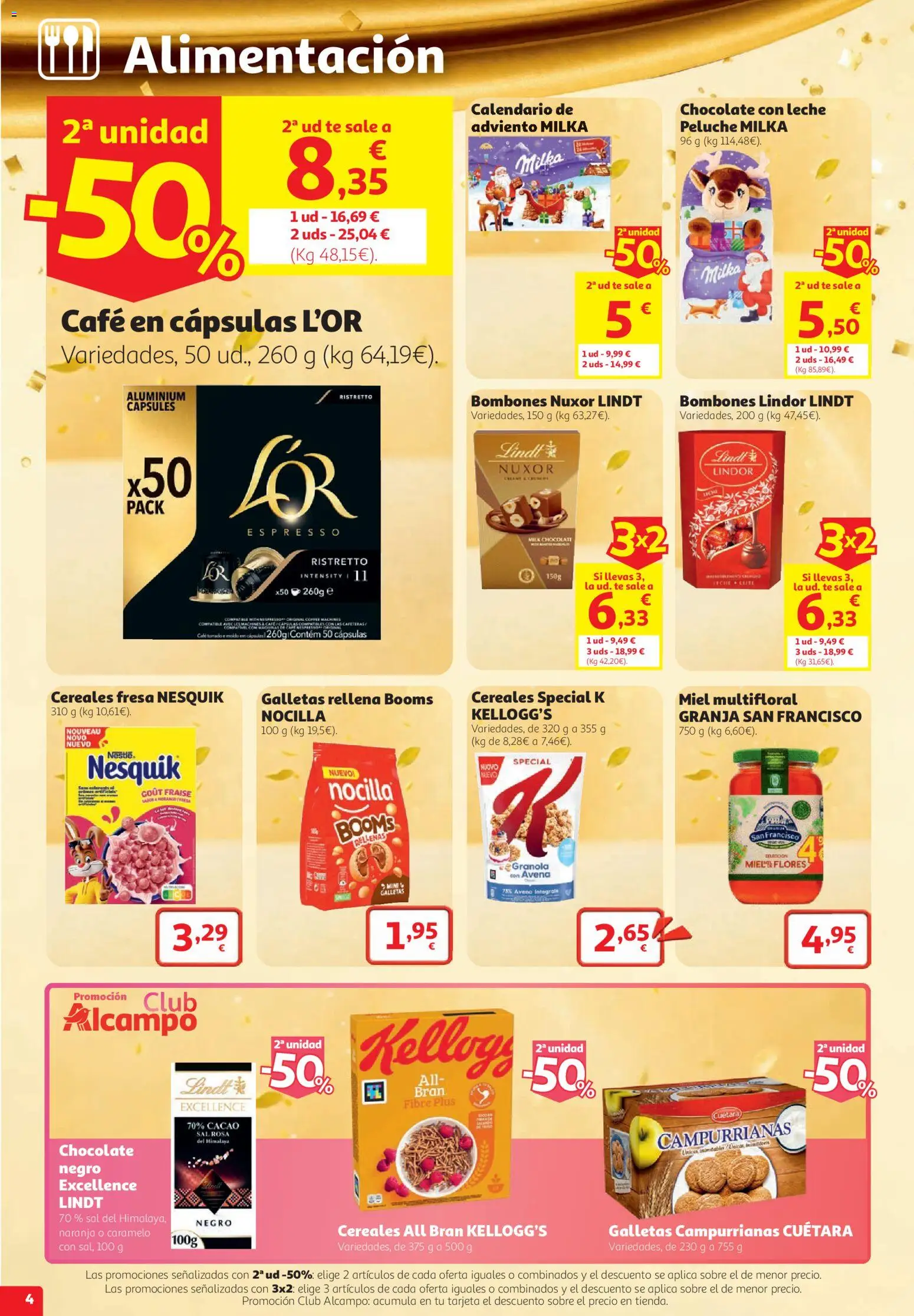 Alcampo folleto Ávila │ válido desde el 22/10/2026 | Página: 4 | Productos: Miel, Chocolate, Flores, Lindor