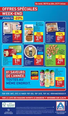 Aldi - Prévisualisation de FROMAGE FONDU POUR BURGER À LA RACLETTE, LE CAVALIER® FROMAGE FONDU POUR BURGER À LA RACLETTE 19% de MG Sur produit fini. Réf. 5019550 valide à partir de 27/10/2026 | Page: 48