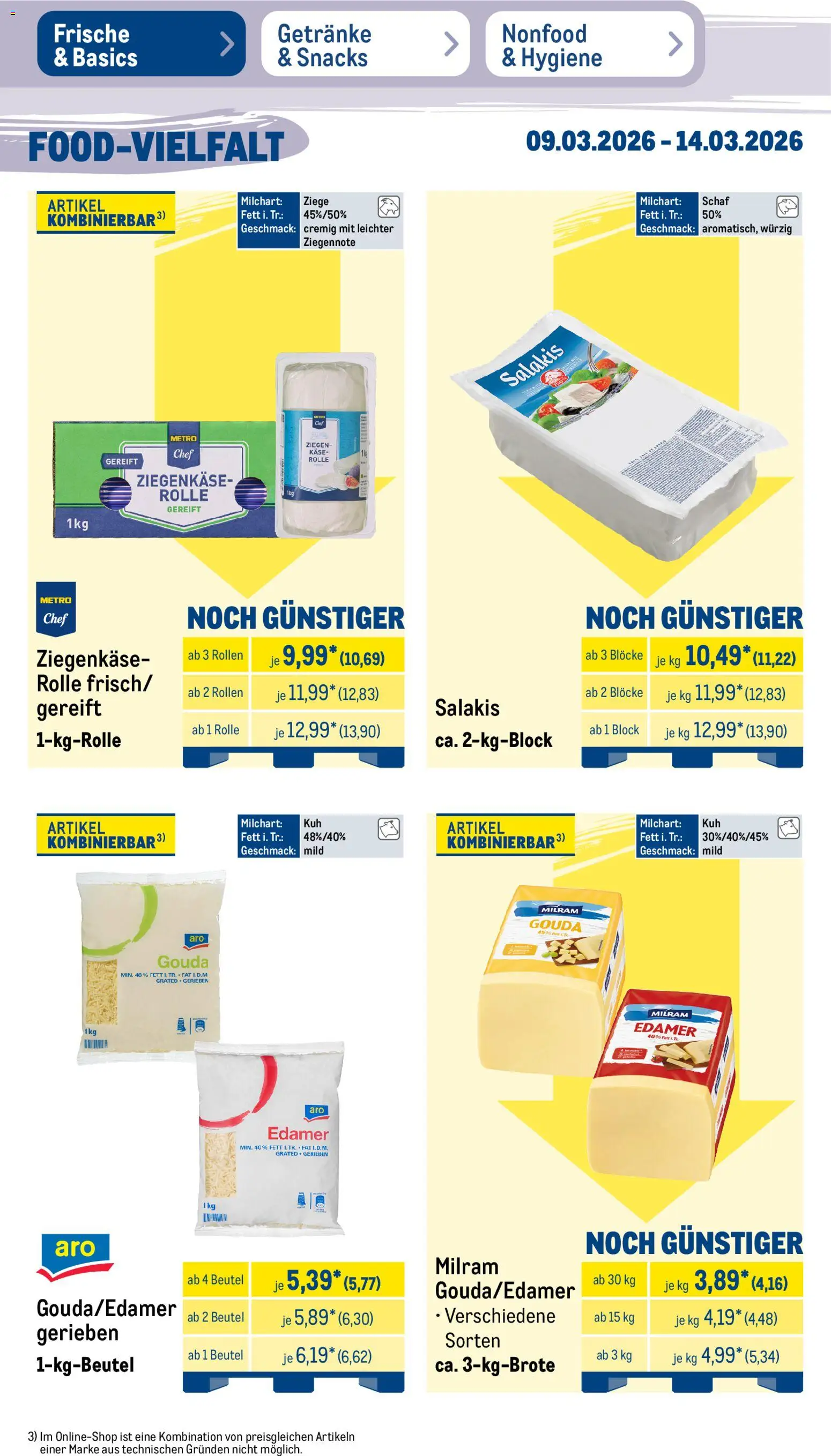 Metro Prospekt 	 – gültig ab 09.03.2026 | Seite: 18 | Produkte: Käse, Gouda, Milram, Salakis
