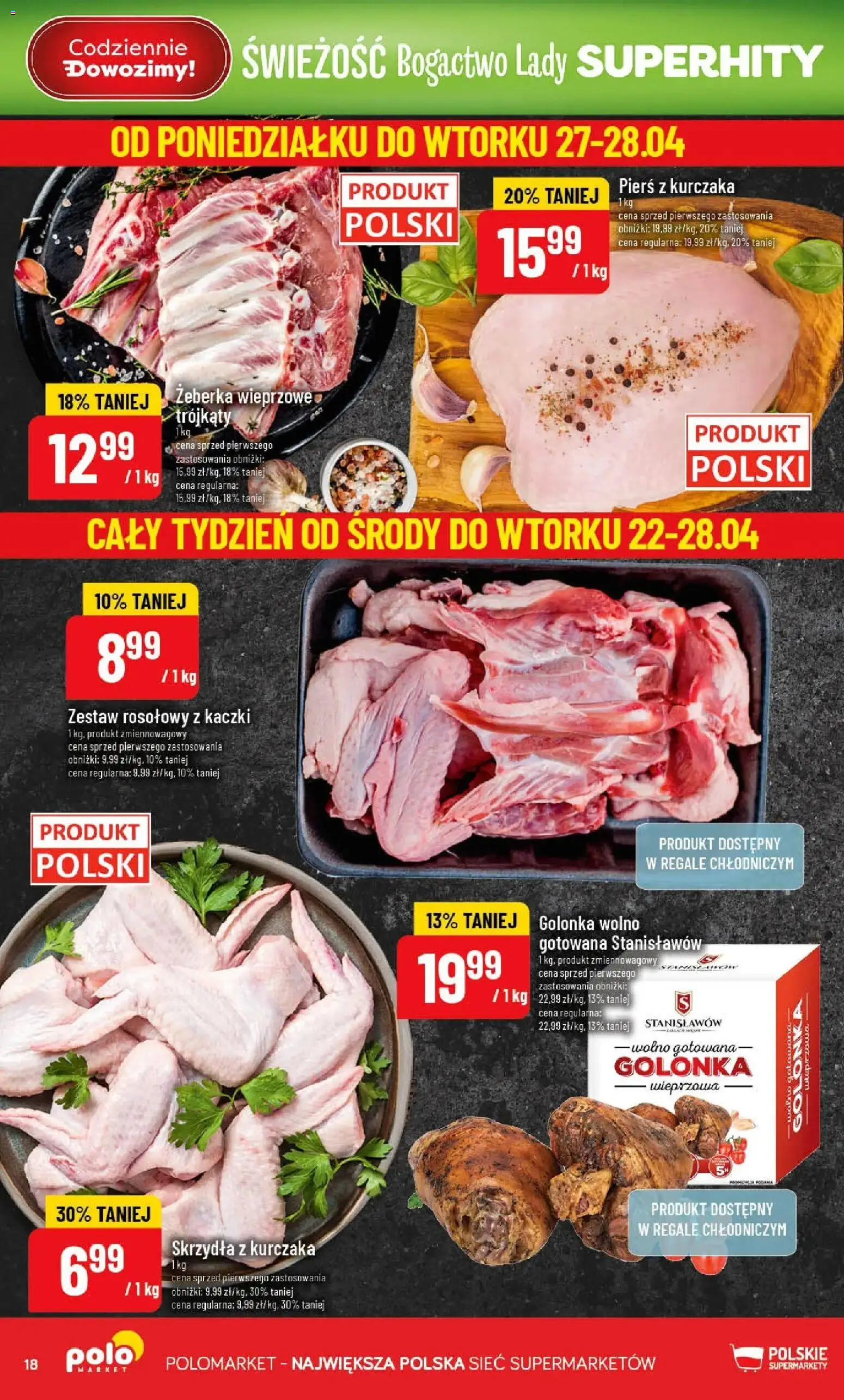 POLOmarket gazetka od 22.04.2026 | Strona: 18 | Produkty: Pierś z kurczaka, Golonka wieprzowa