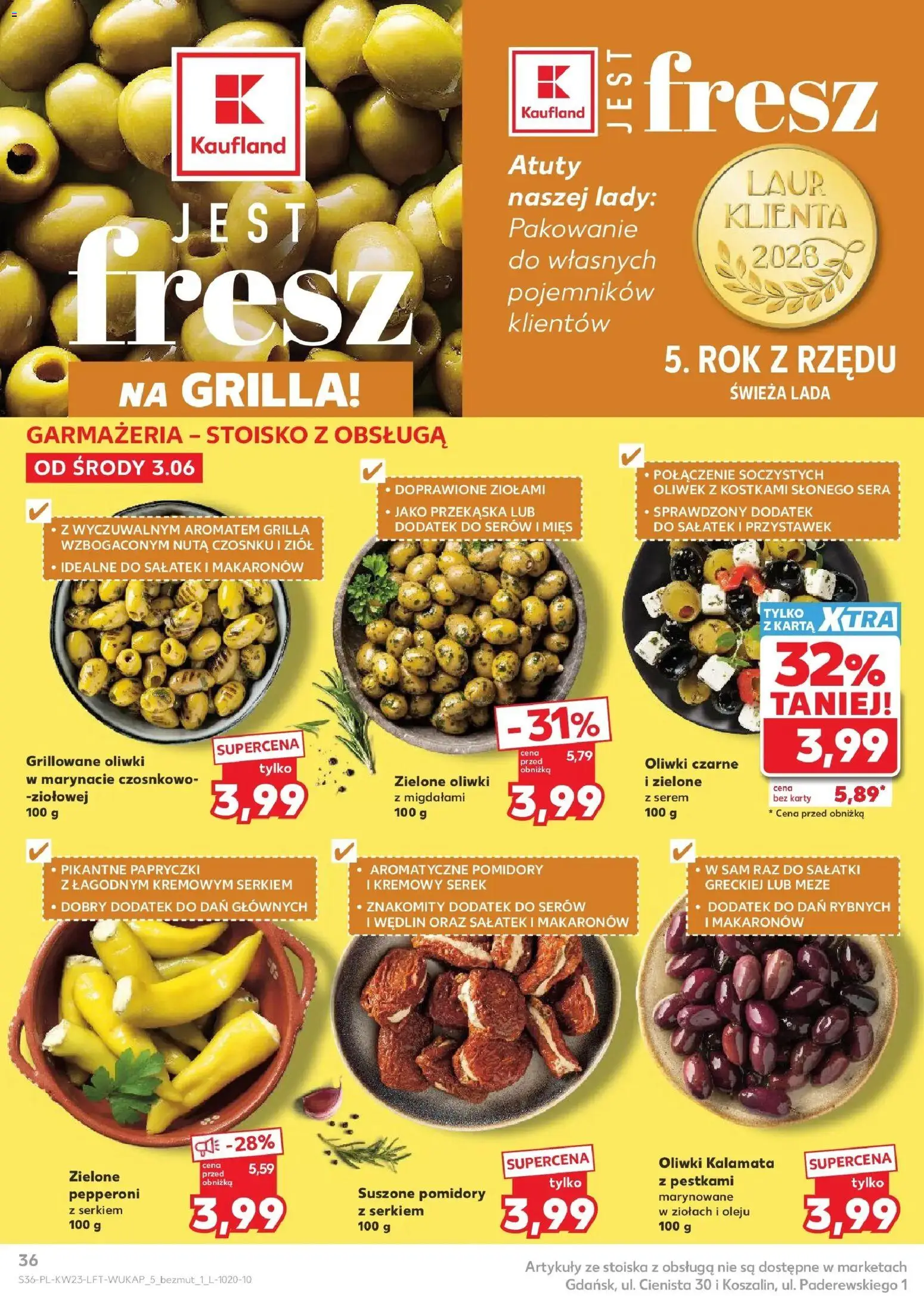 Kaufland gazetka od 03.06.2026 | Strona: 36 | Produkty: Karta, Suszone pomidory, Pomidory, Oliwki czarne