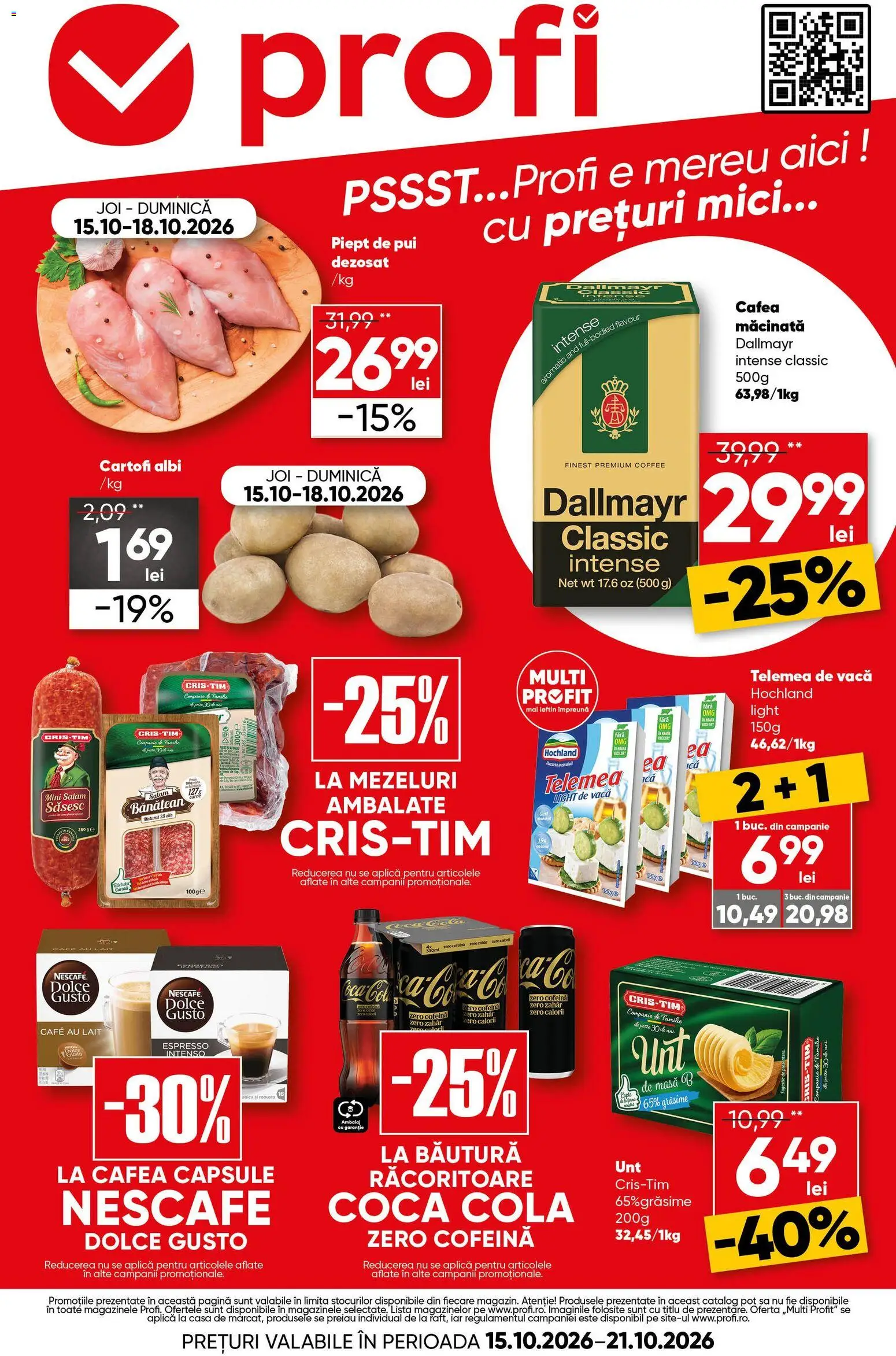 Noul catalog Profi – valabil de la 15.10.2026 | Pagină: 1 | Produse: Aplică, Bautura racoritoare, Mici, Cafea