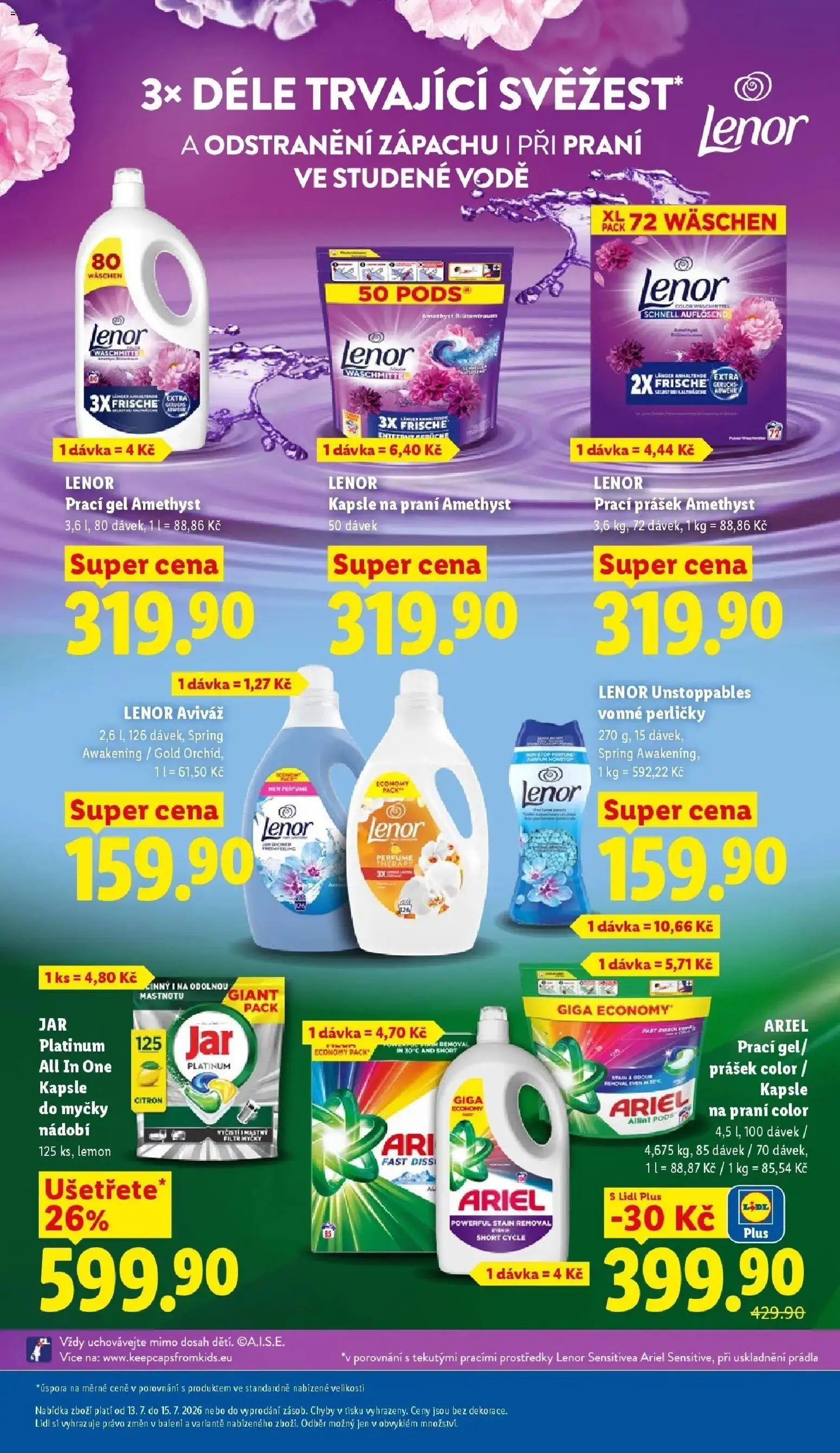 Lidl aktuální leták od 13.07.2026 | Strana: 27 | Produkty: Kapsle, Ariel, Kapsle do myčky, Kapsle na praní