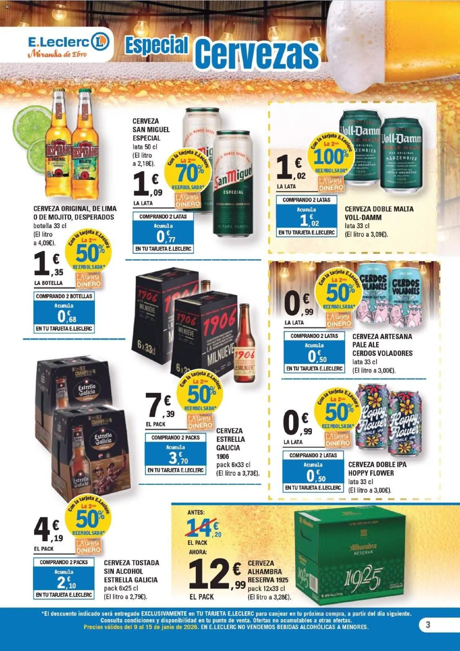 E.Leclerc Miranda de Ebro │ válido desde el 09.06.2026 | Página: 3 | Productos: Lima, Cerveza, Παρμεζάνα