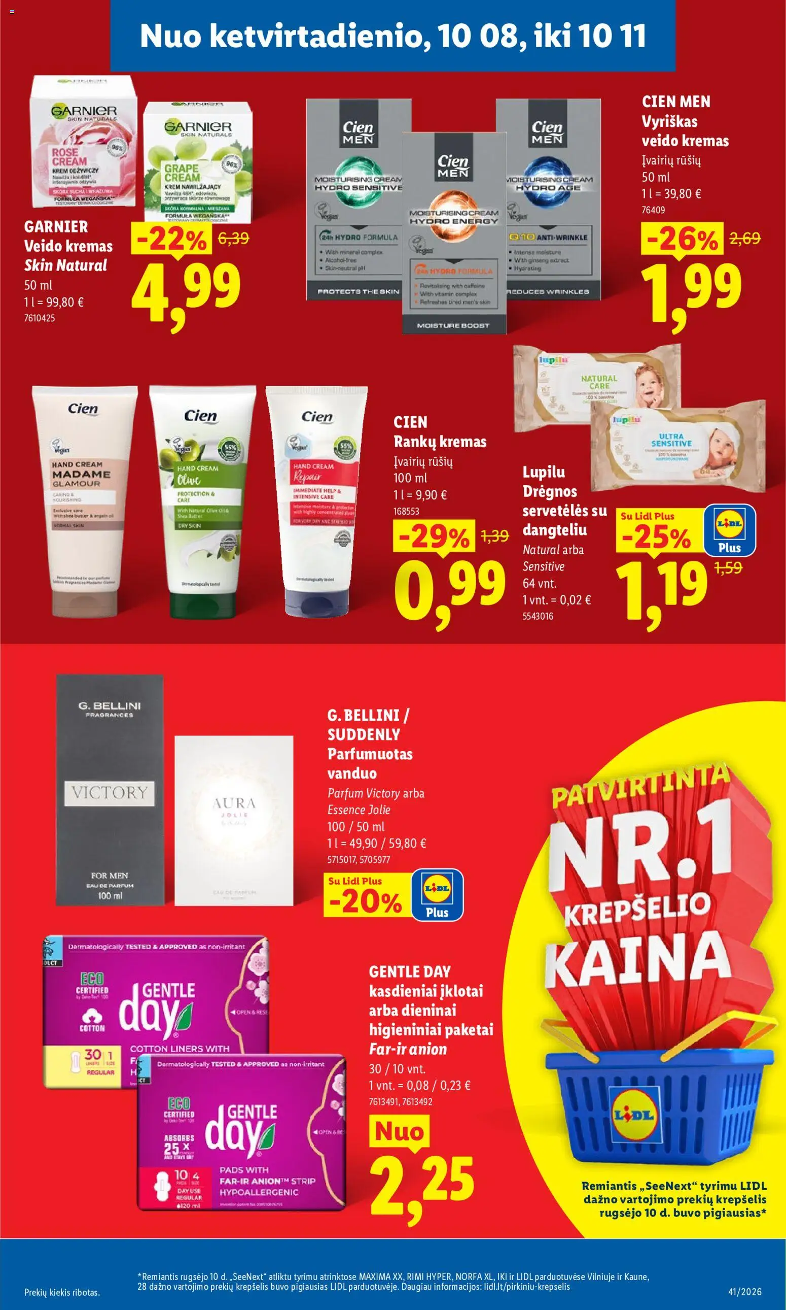 LIDL akcijos nuo 2026.10.05 | Puslapis: 49 | Prekių: Parfumuotas vanduo, Vanduo, Kremas, Krepšelis