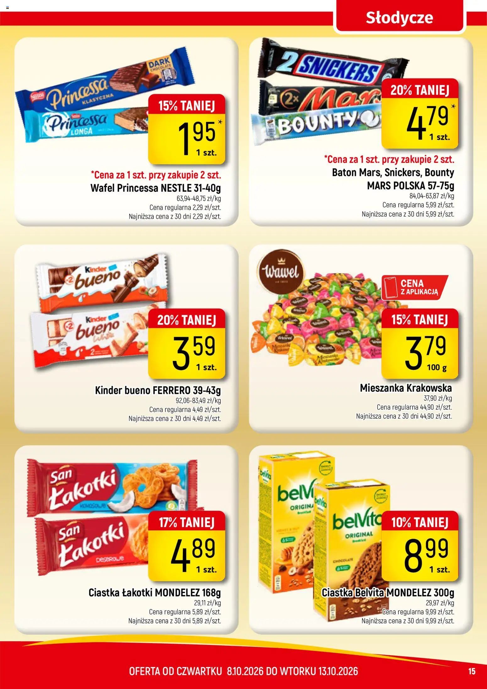 Piotruś Pan gazetka od 10.10.2026 | Strona: 15 | Produkty: Słodycze, Mieszanka krakowska, Ciastka belvita, Bounty