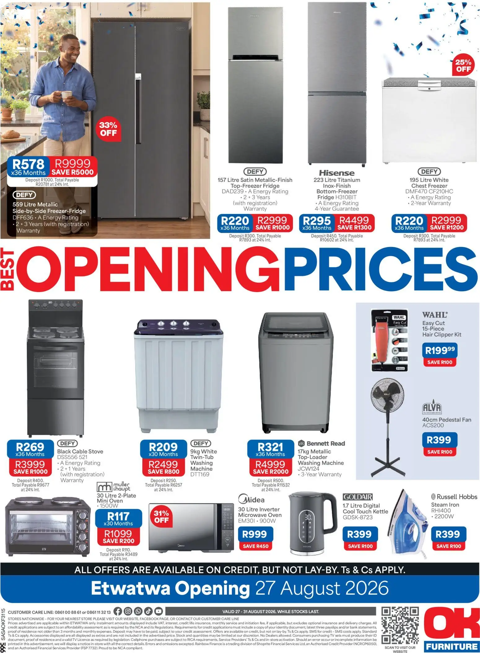 New OK Furniture catalogue – valid from 27/08/2026 | Page: 4 | Products: Freezer, Stove, Kettle, Stock