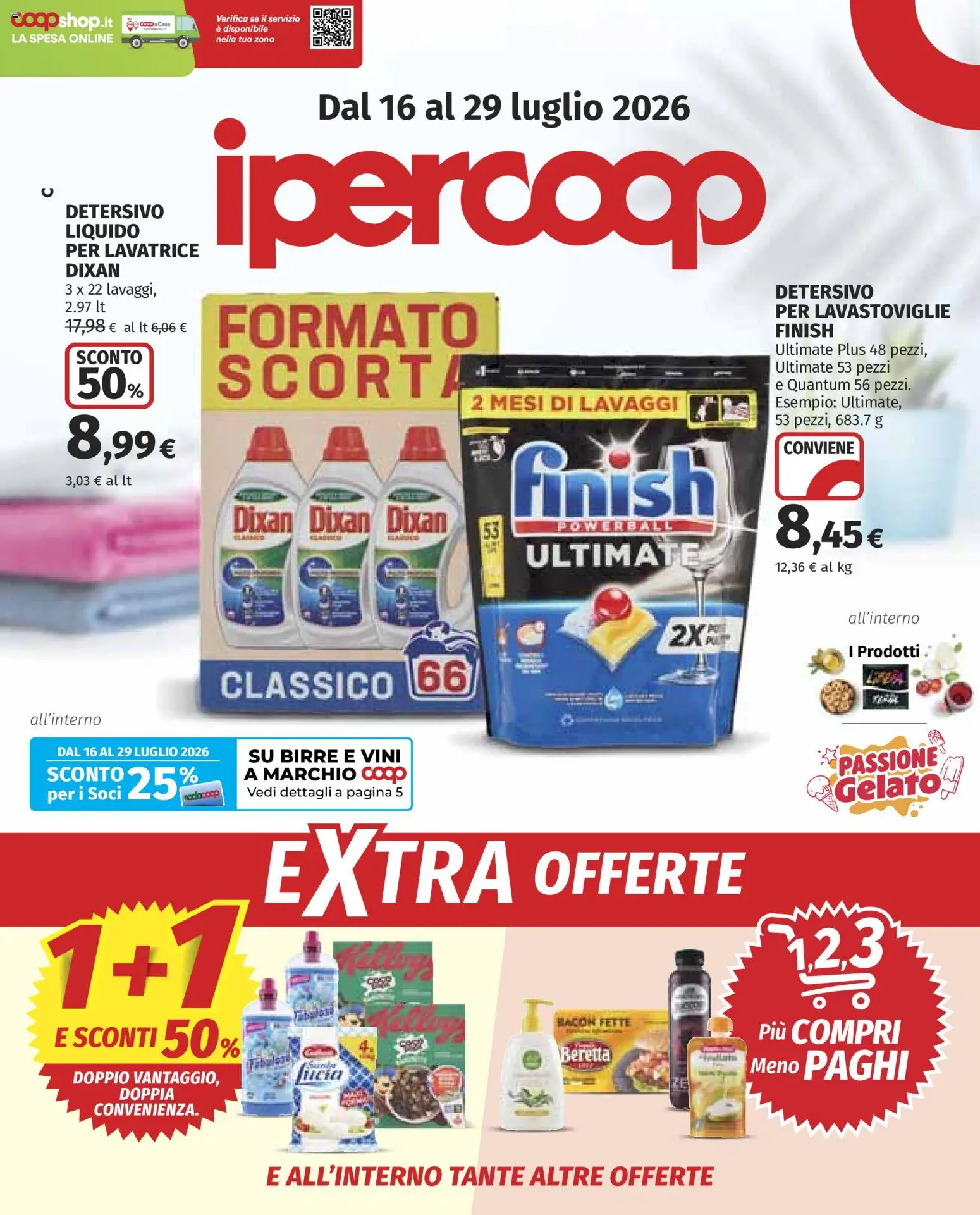 Volantino Ipercoop del 16/07/2026 | Pagina: 1 | Prodotti: Gelato, Lavatrice, Lavastoviglie