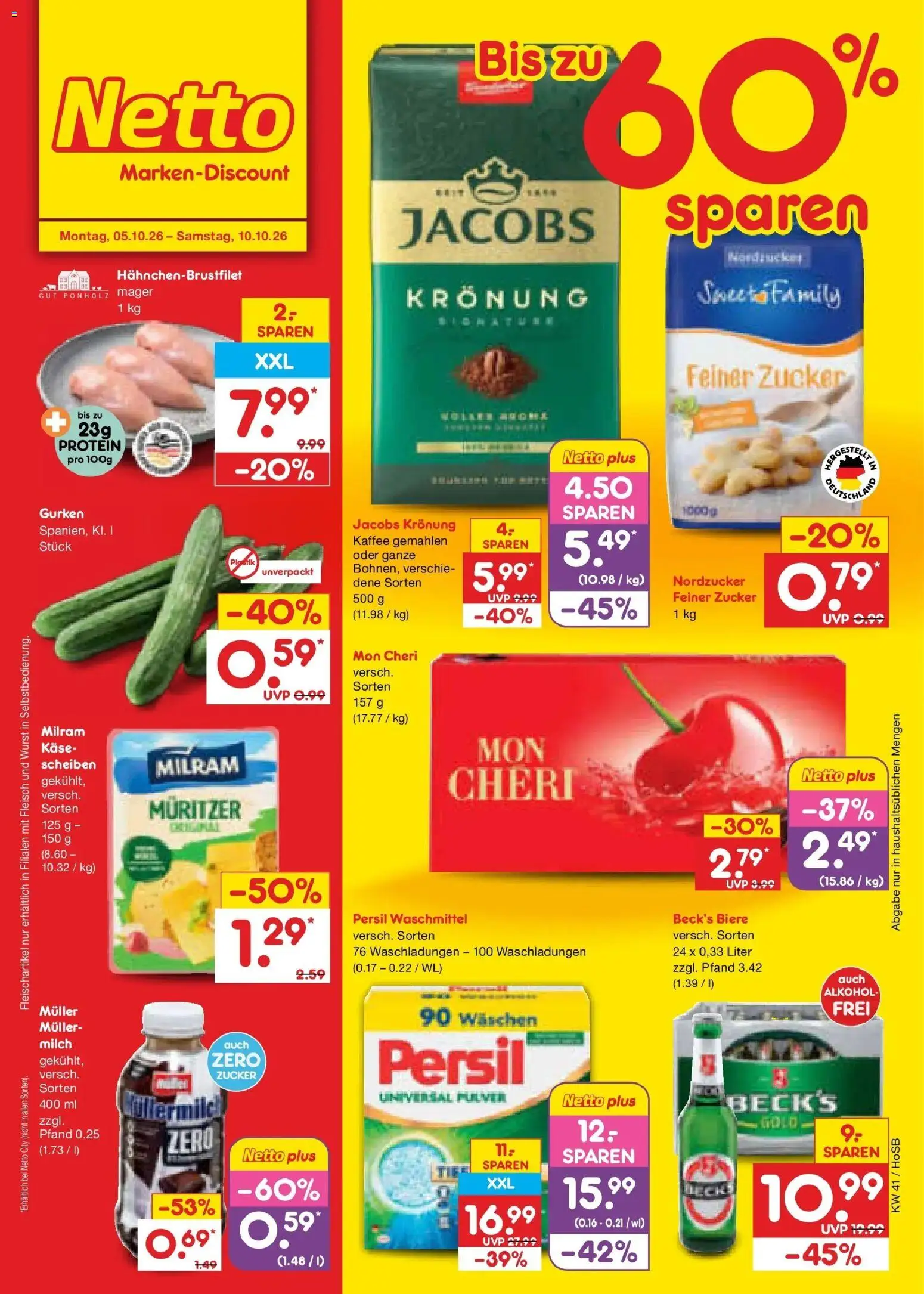 Netto Marken-Discount Prospekt Hannover – gültig ab 05.10.2026 | Seite: 1 | Produkte: Käse, Alkohol, Wurst, Fleisch