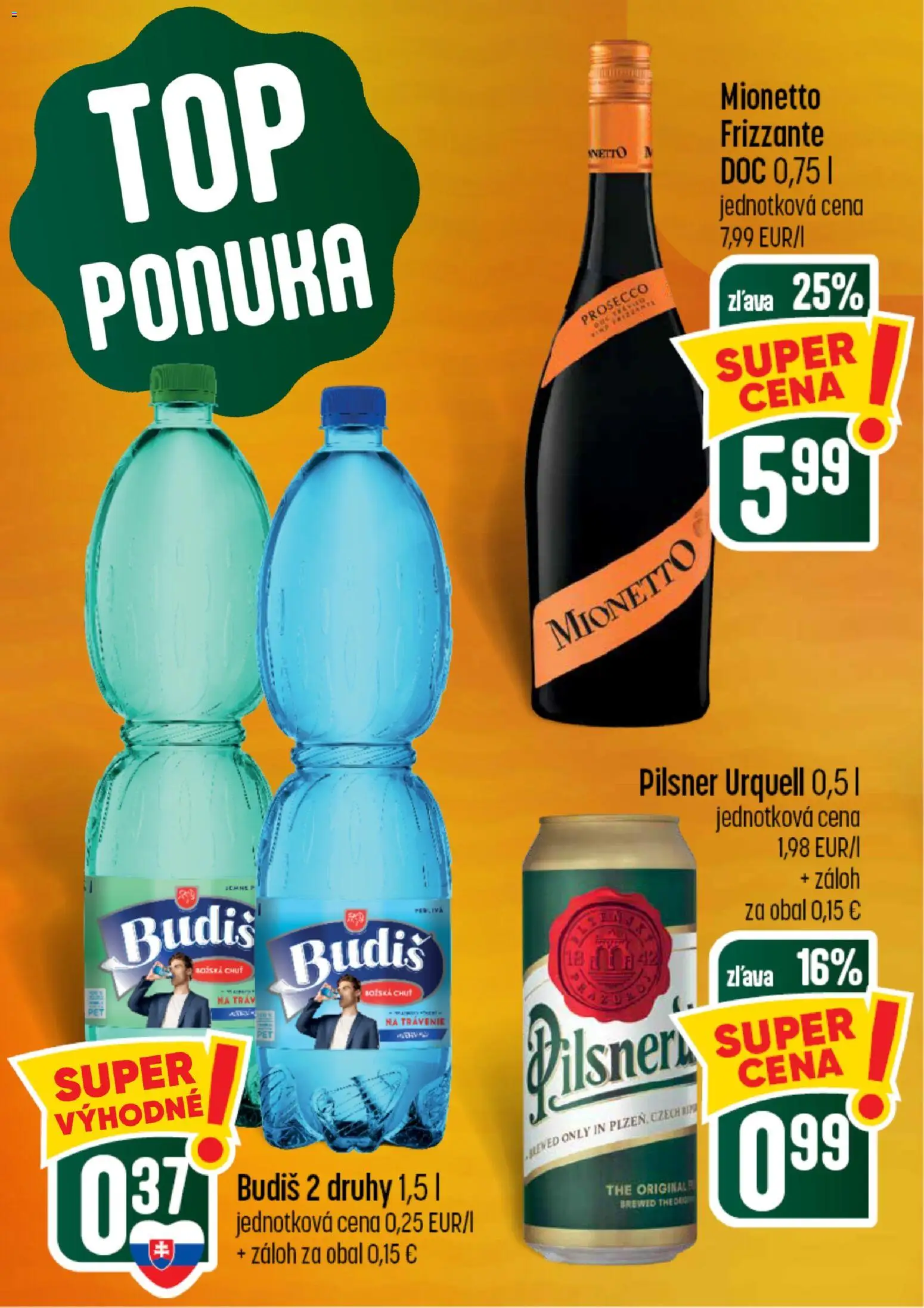 Nové COOP Jednota akcie – leták je platný od 10.09.2026 | Strana: 4 | Produkty: Pilsner Urquell, Prosecco, Budiš