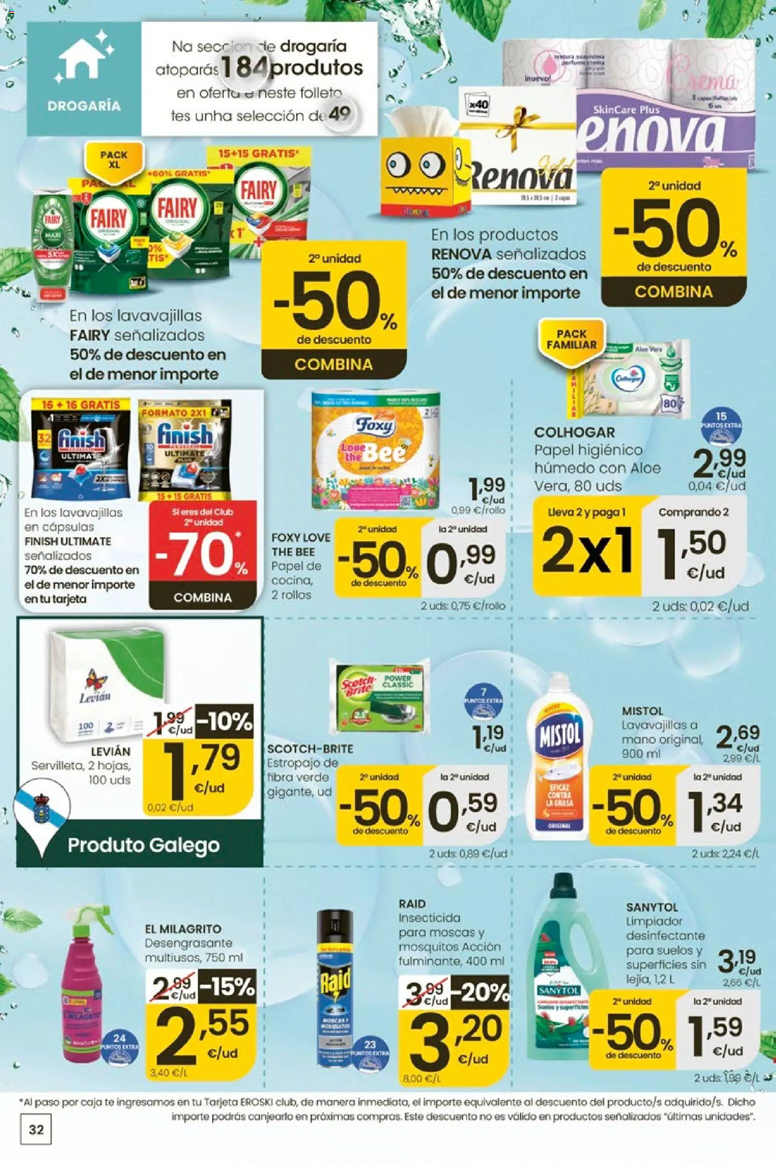 Eroski Quieres ahorrar conmigo │ válido desde el 14.05.2026 | Página: 32 | Productos: Papel higienico, Té, Lavavajillas, Caja