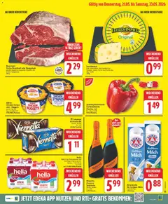 Bauerngut Zartes Roastbeef oder Rumpsteak, gereifte deutsche Jungbullen-Qualität, ein echter Hochgenuss ab 18.05.2026 gültig | Seite: 21 | Produkte: Langnese, Milch, Roastbeef, Eis